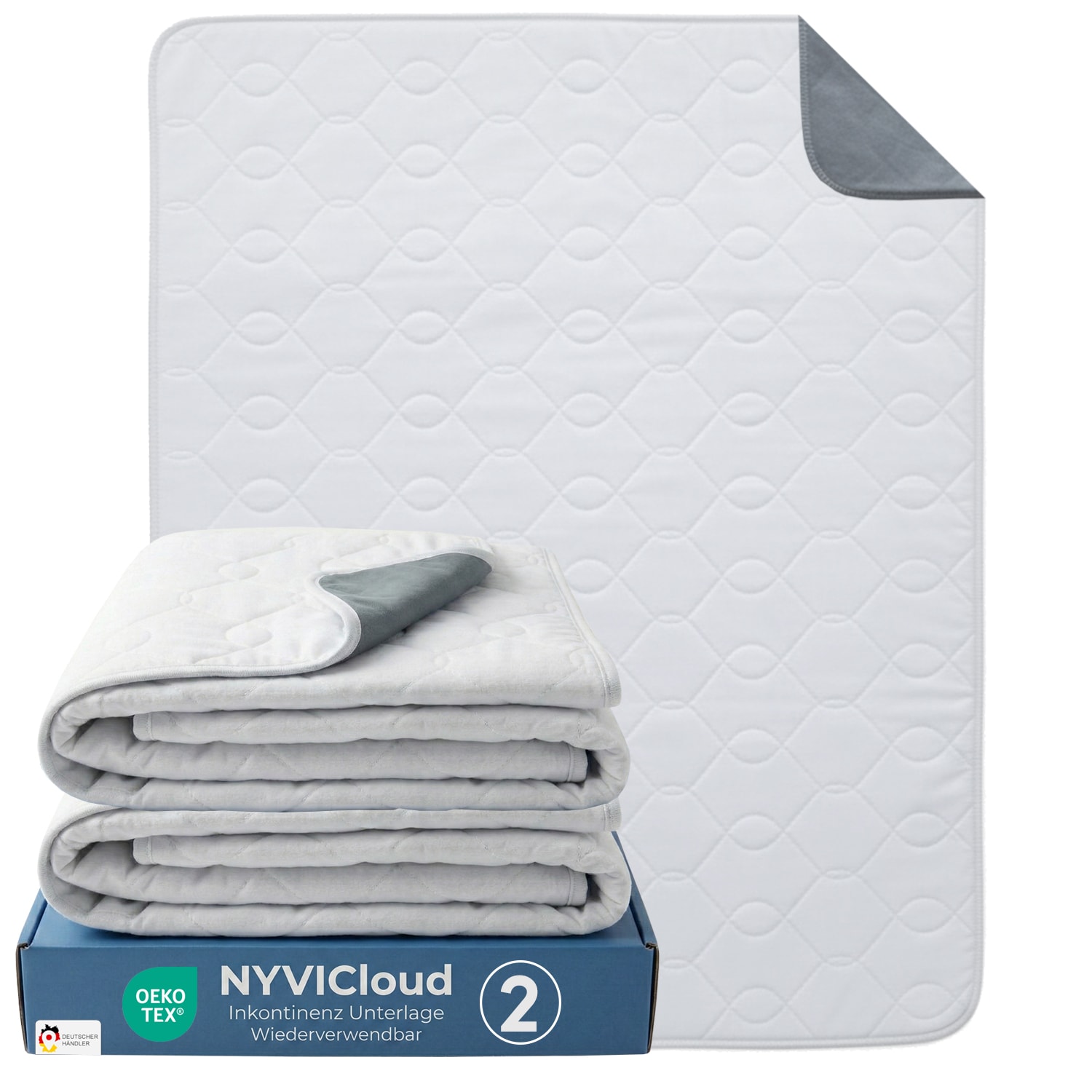 NYVI Inkontinenzunterlage NYVICare 75x90 cm - wiederverwendbare Inkontinenzauflage - Bei 95&deg;C waschbar kochfest, wasserdichter Matratzenschutz Anzahl:2;Gr&ouml;&szlig;e:75x90 cm - Bild 1