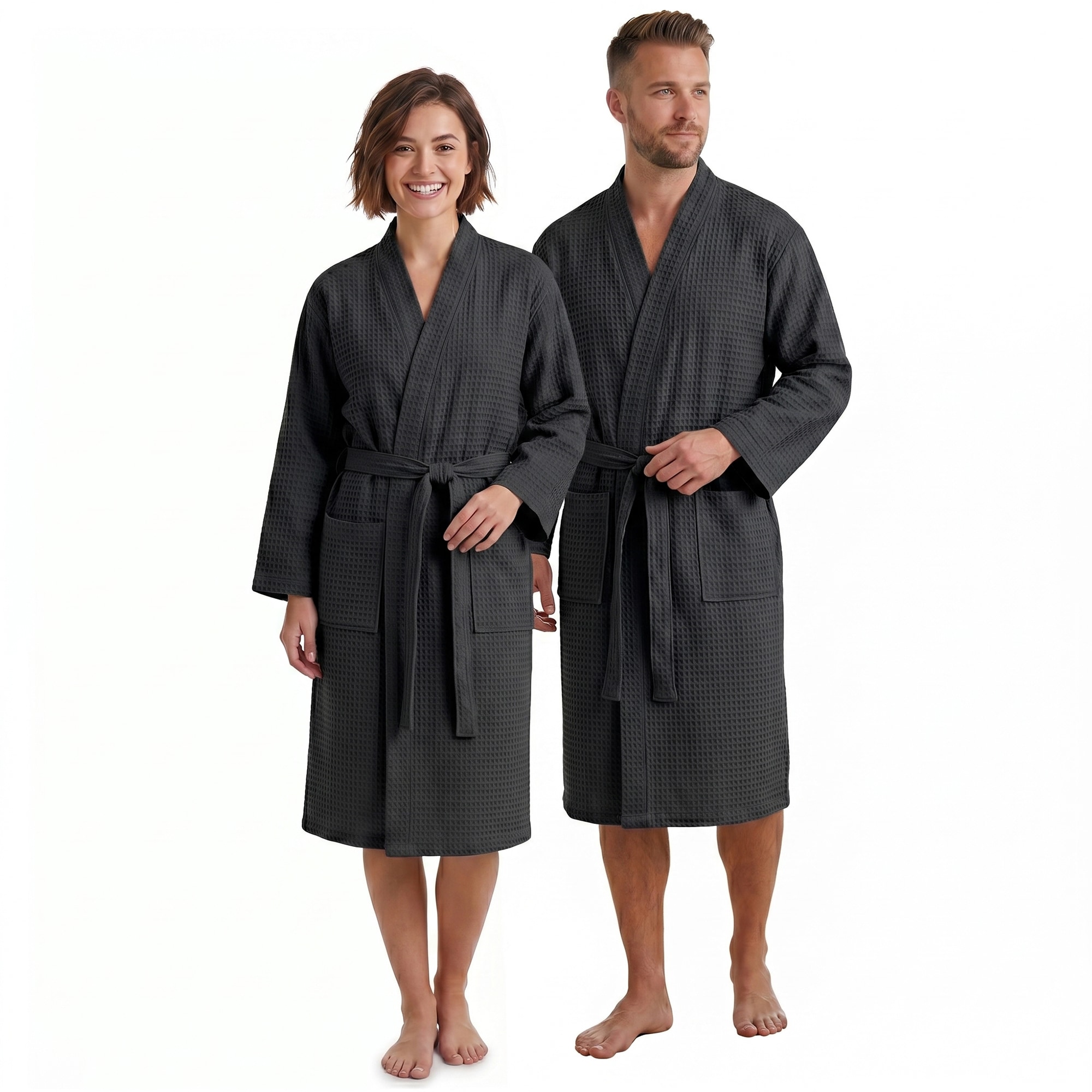 NYVI Bademantel NYVISpa Waffelpique - Unisex Saunamantel f&uuml;r Damen & Herren aus 100% Baumwolle - luftig leichter & atmungsaktiv Farbe:Schwarz;Gr&ouml;&szlig;e:3XL - Bild 1