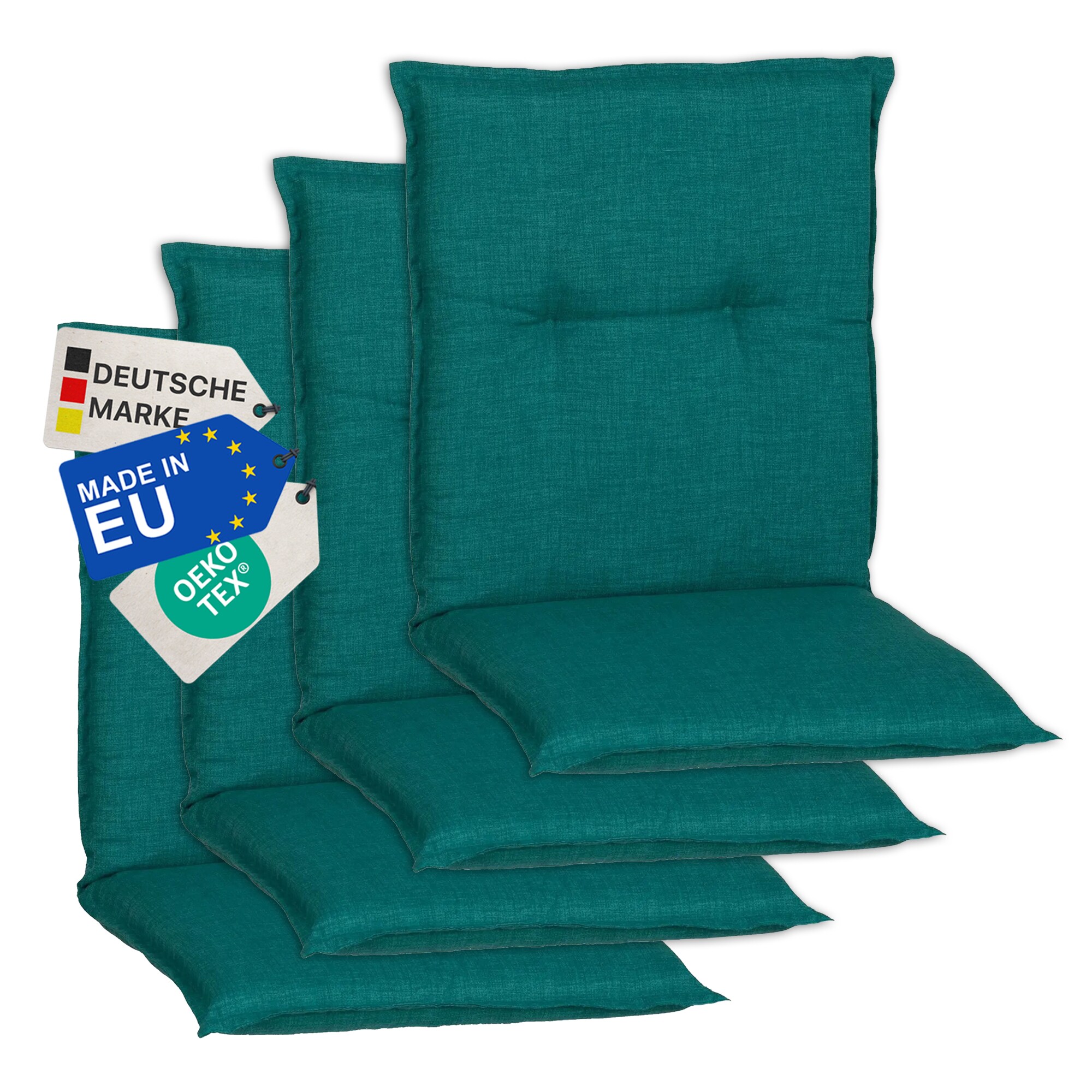 NYVI Gartenstuhl-Auflage Barcelona &ndash; Niedriglehnerauflage f&uuml;r Gartenst&uuml;hle Anzahl:4er Set;Dessin:T&uuml;rkis - Bild 1