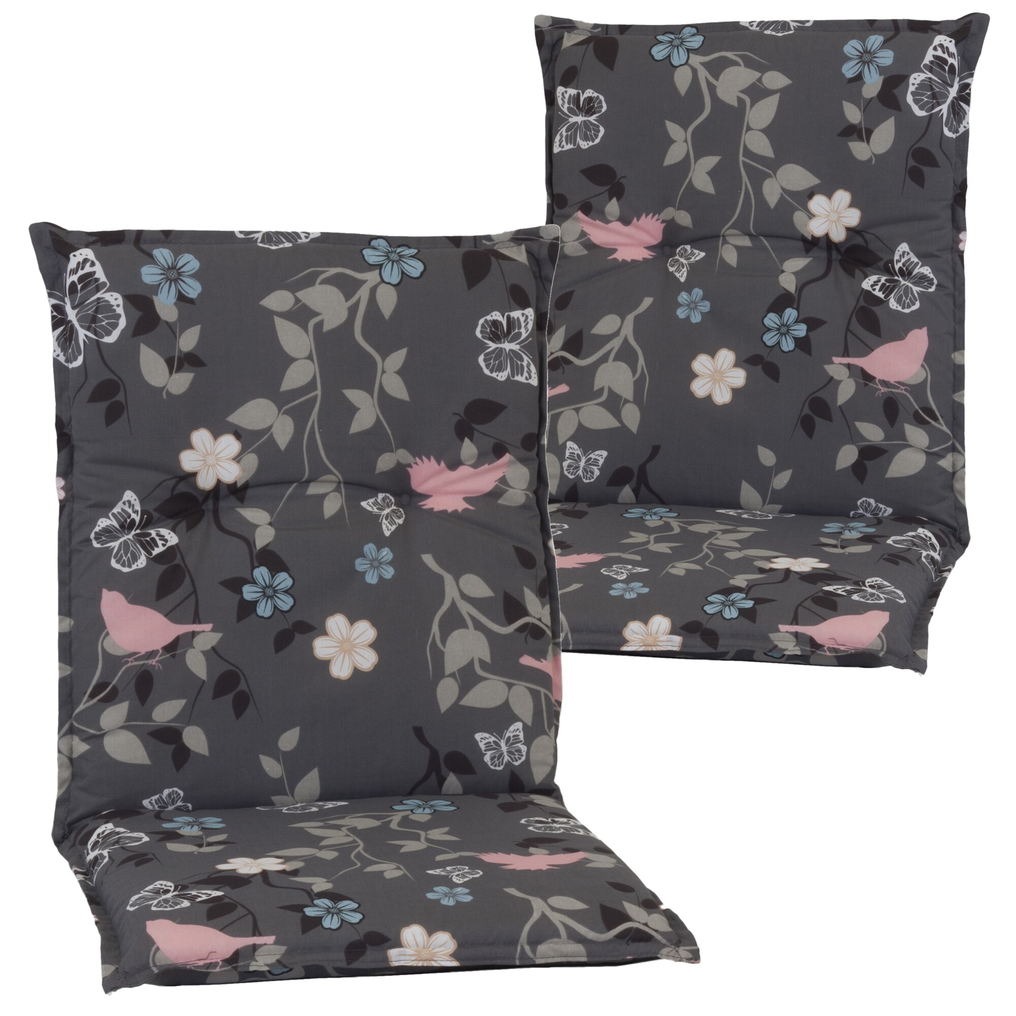 NYVI Gartenstuhl-Auflage Barcelona &ndash; Niedriglehnerauflage f&uuml;r Gartenst&uuml;hle Dessin:Vintage Flower;Anzahl:2er Set - Bild 1