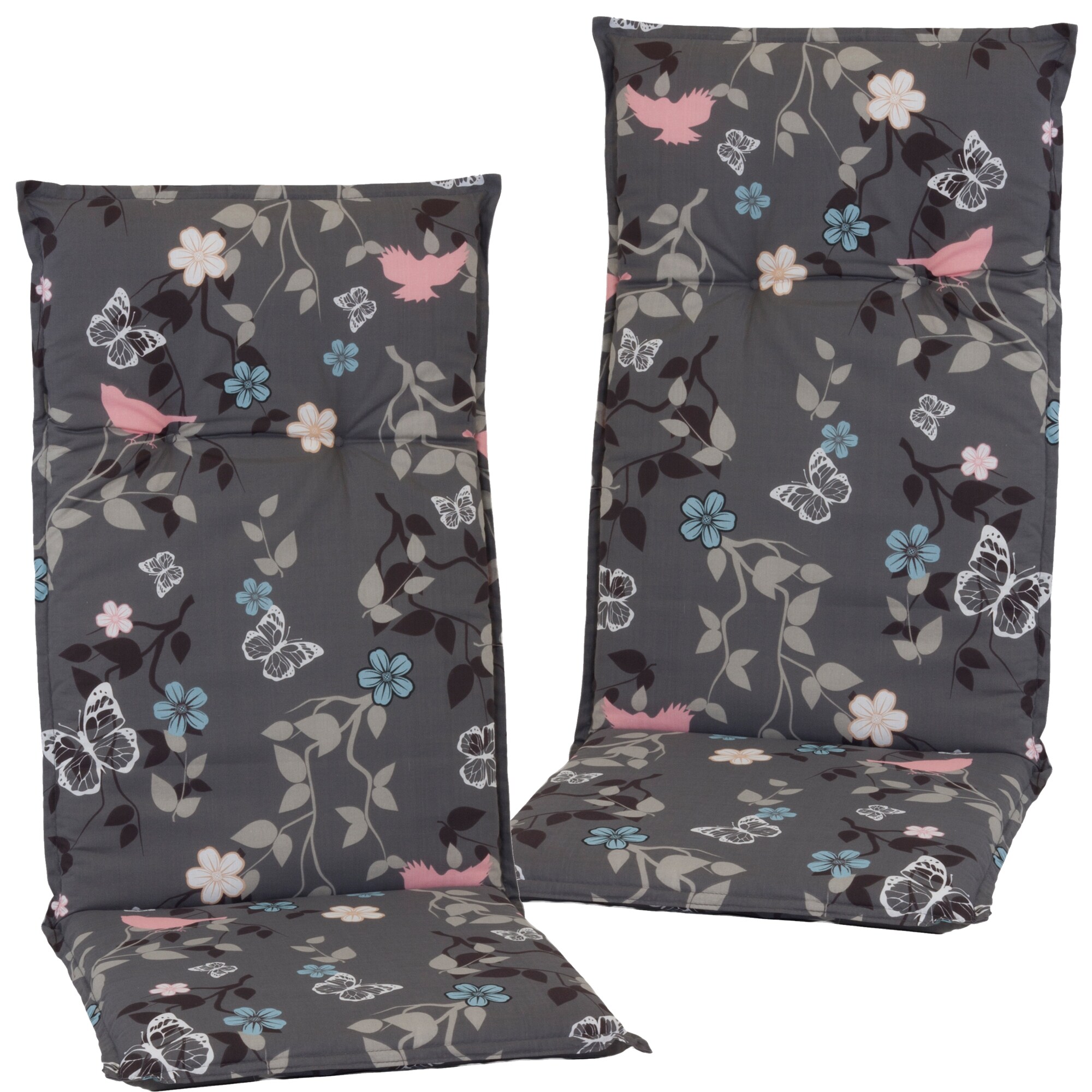 NYVI Gartenstuhl-Auflage Barcelona &ndash; Hochlehnerauflage f&uuml;r Gartenst&uuml;hle Dessin:Vintage Flower;Anzahl:2er Set - Bild 1