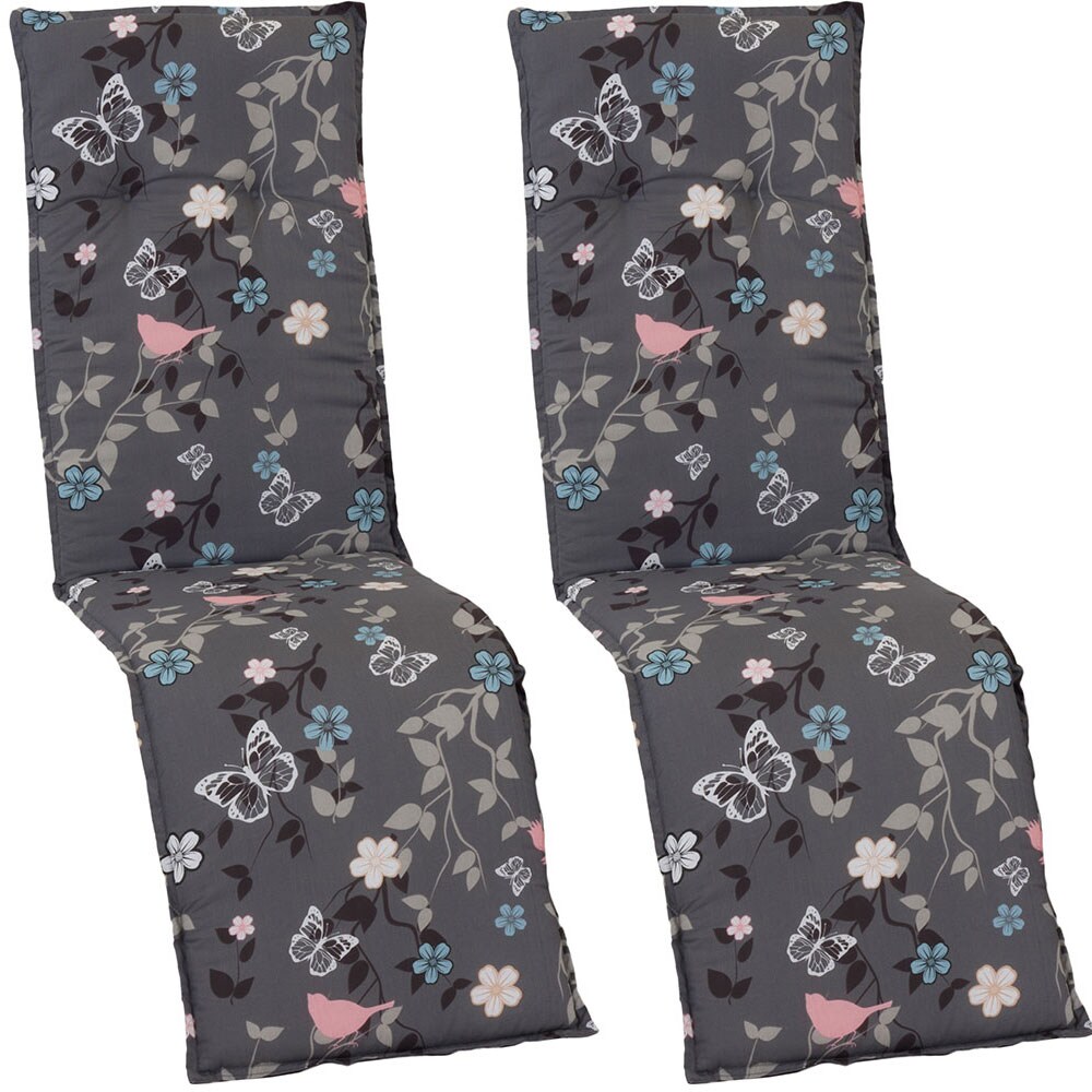 NYVI Auflage für Relaxliegen Barcelona 2er Set 171x50x6cm – Liegenauflage mit Komfortschaumkern und Bezug – Sitzpolster für Gartenliegen Dessin:Vintage Flower