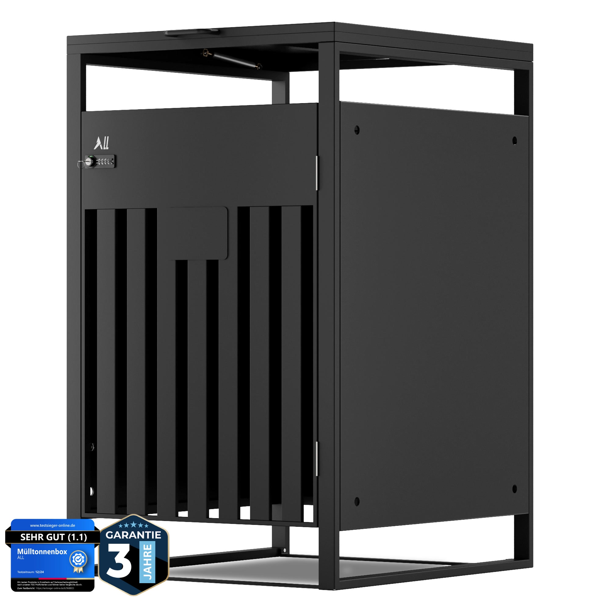 ALL Premium M&uuml;lltonnenbox 1er &ndash; Abschlie&szlig;bar & wetterfest, f&uuml;r Garten, Hof & Stra&szlig;e, beliebig erweiterbar, legierter Stahl robust & langlebig - Bild 1