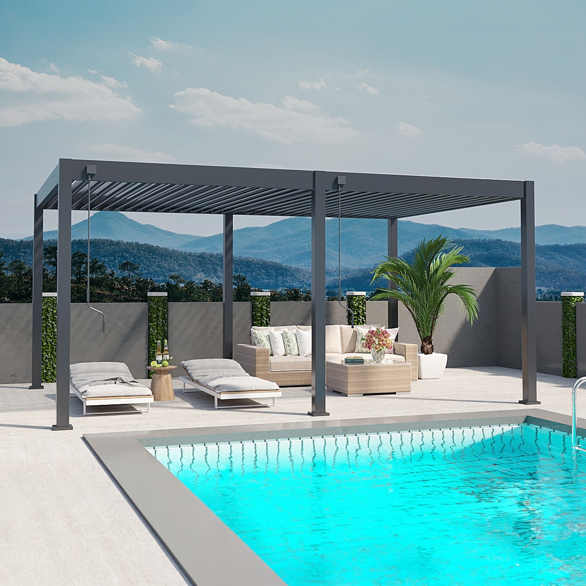 Weide Deluxe | Pergola Voll Aluminium freistehend | 3,6 x 5,3 M | Lamellendach anthrazit? - Bild 1
