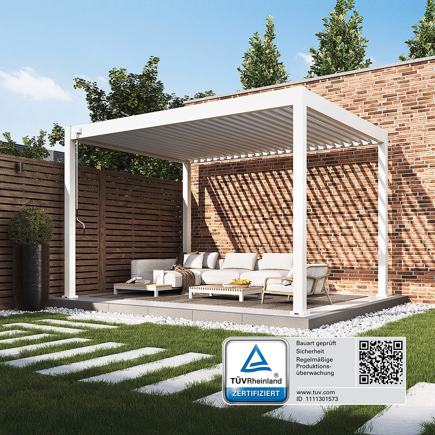 Weide Classic Pavillon Terrassenüberdachung Aluminium 3 X 4 M Weiß
