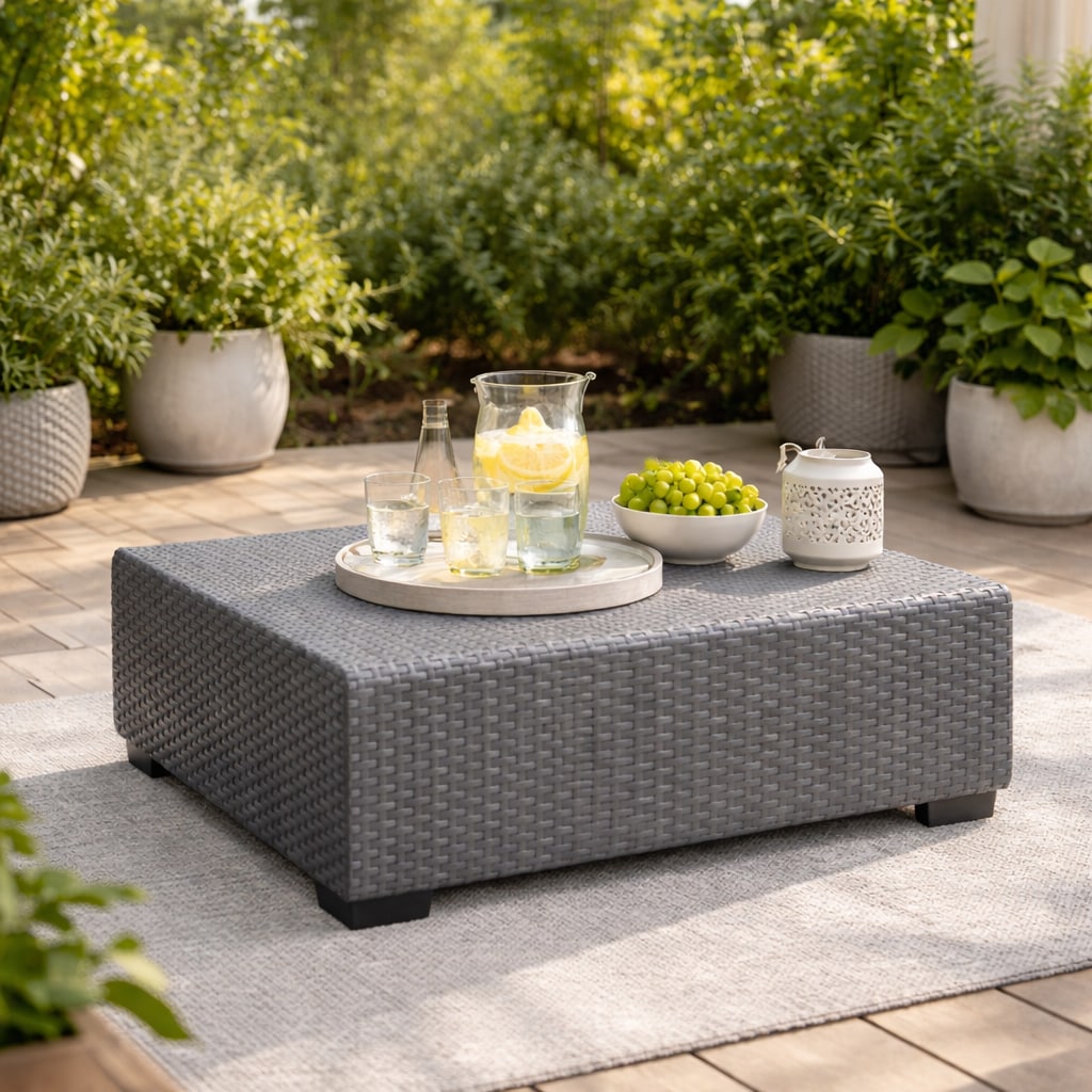 Allibert Salta Tisch anthrazit - Rattanoptik, wetterfest, Garten, Outdoor | Final Sale - Bild 1