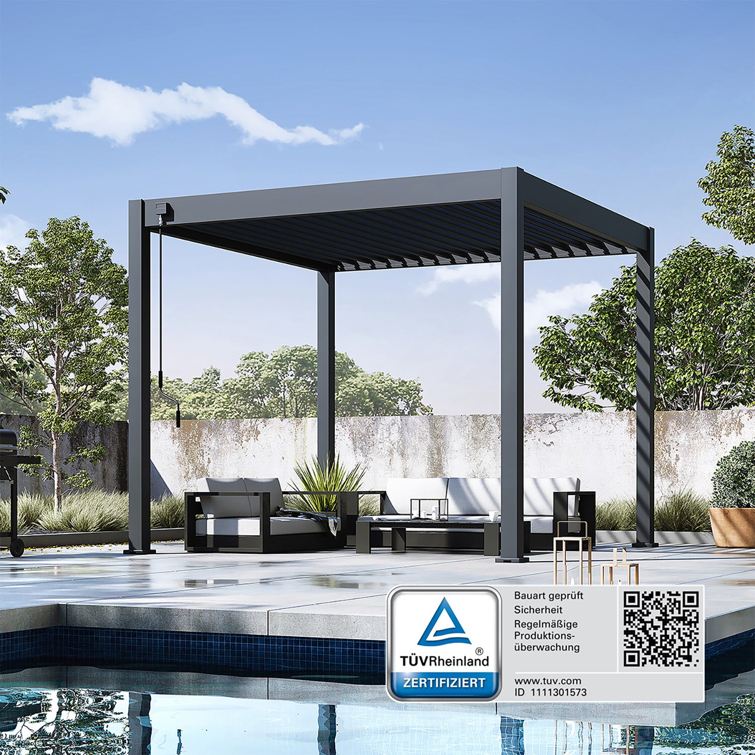 _Classic_Pergola_Alu Stahl 3 m x 3 m x H 255 cm_schwarz