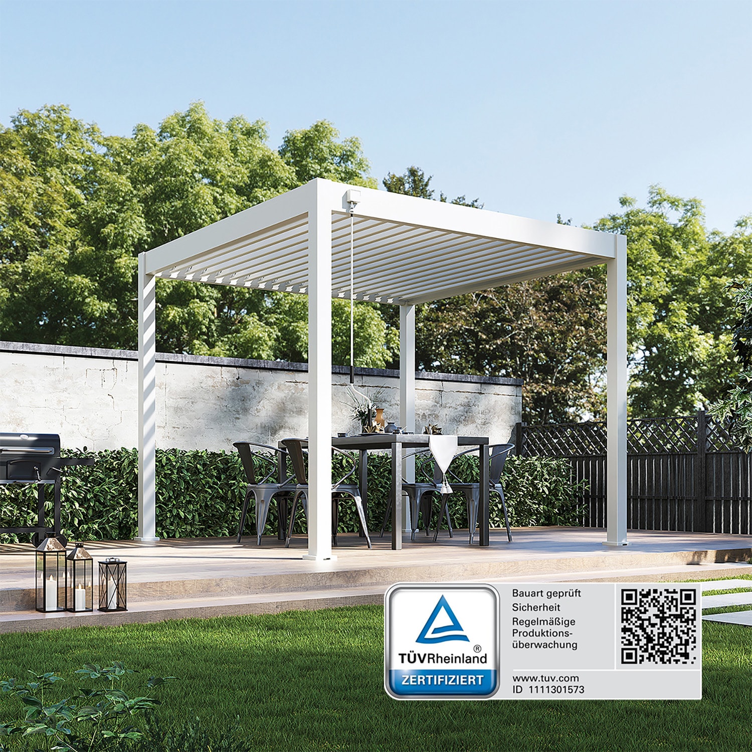 Weide Classic | Pergola Aluminium freistehend | 3 x 3 M | Lamellendach wei&szlig;? - Bild 1