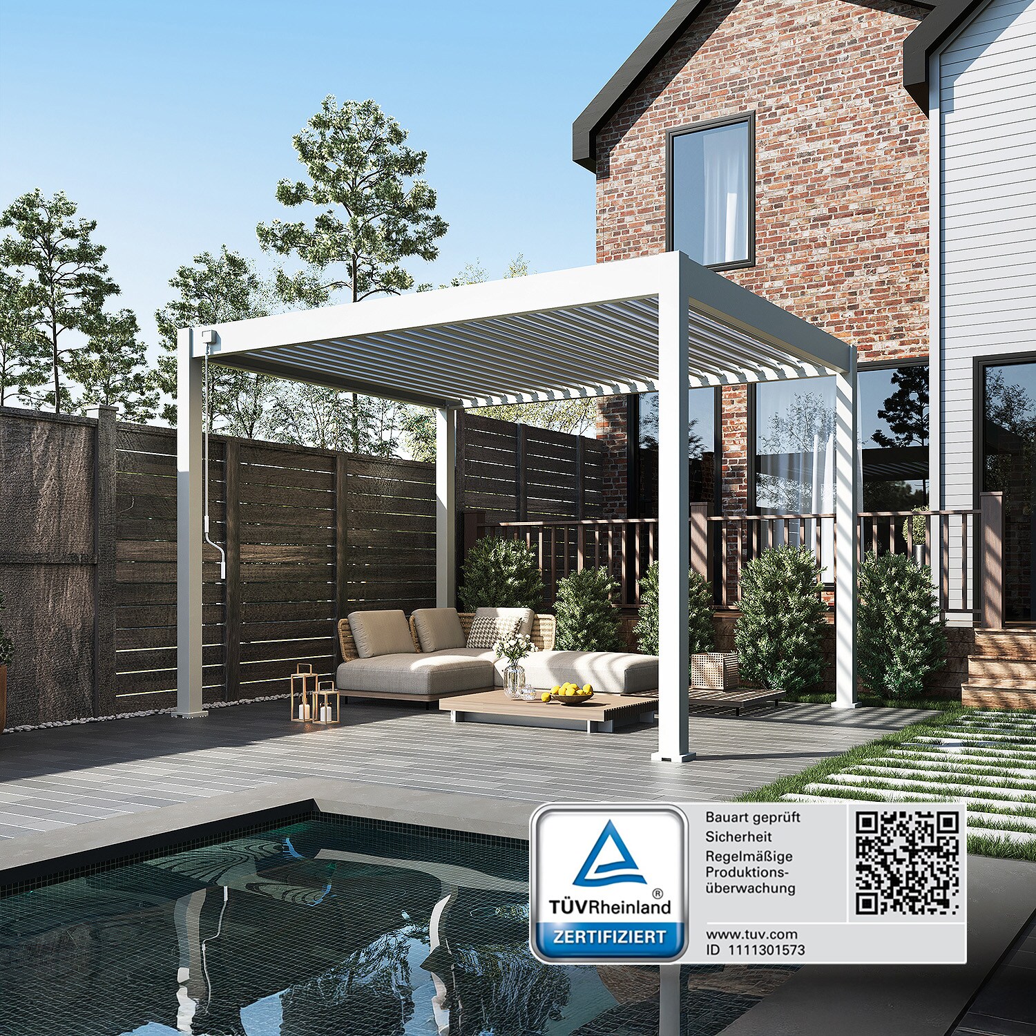 _Classic_Pergola_Alu Stahl 3 m x 3,6 m x H 255 cm_weiß
