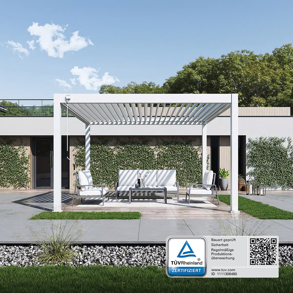 _Deluxe Plus_Pergola_4 m x 4 m x H 255 cm_weiss
