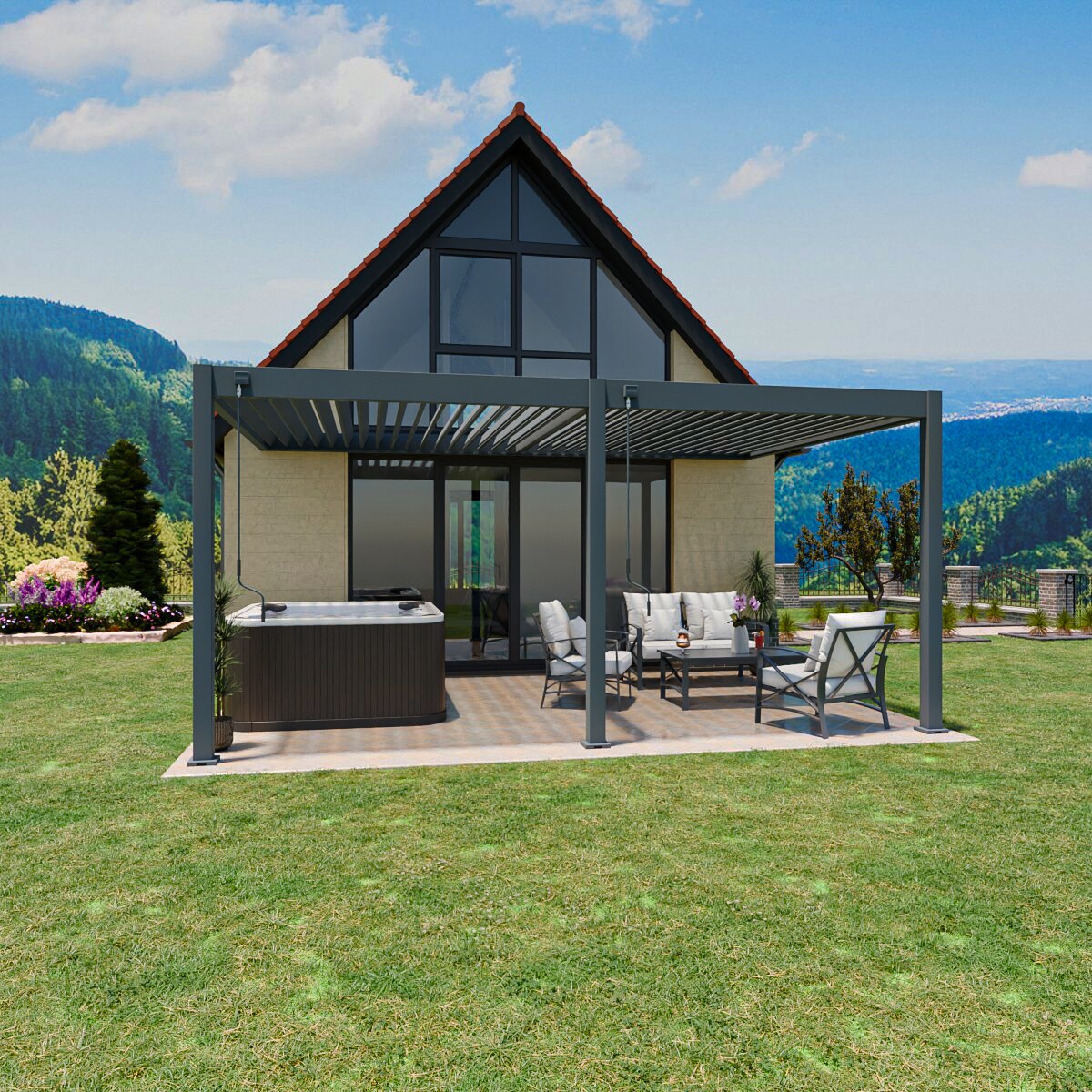 _Deluxe_Wand Pergola_3,6x5,3_Höhe 255 cm_anthrazit