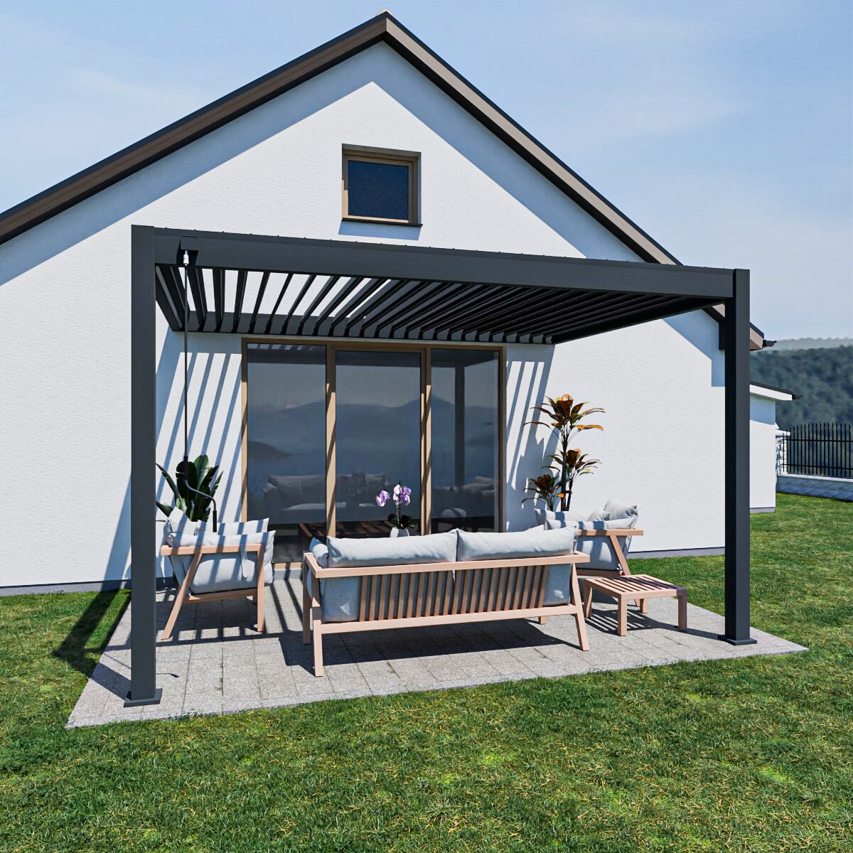 _Deluxe_Wand Pergola_3x4_Höhe 255 cm_anthrazit
