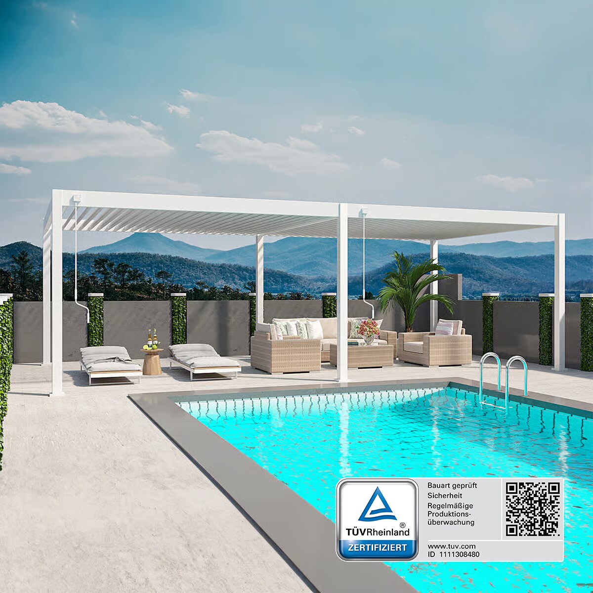 _Deluxe Plus_Pergola_4 m x 8 m x H 255 cm_weiss
