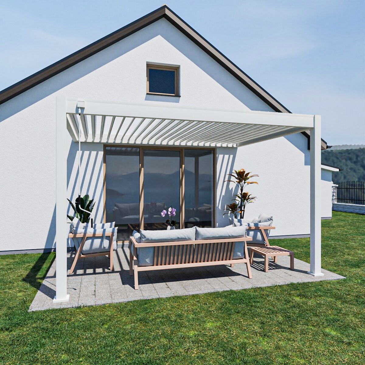 _Deluxe_Wand Pergola_3x4_Höhe 255 cm_weiß