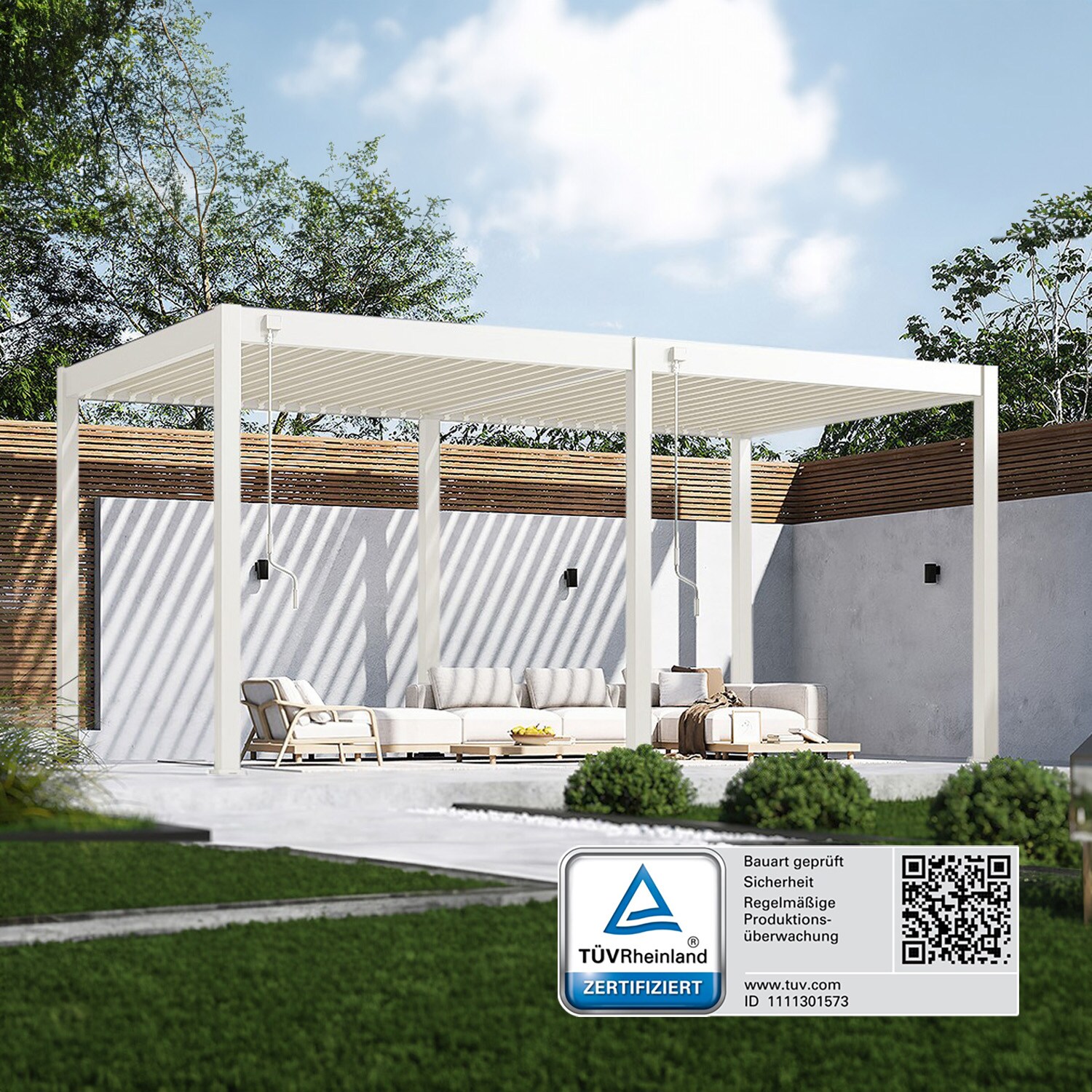 _Classic_Pergola_Alu_Stahl_3,0x5,3_Höhe 255 cm_weiß