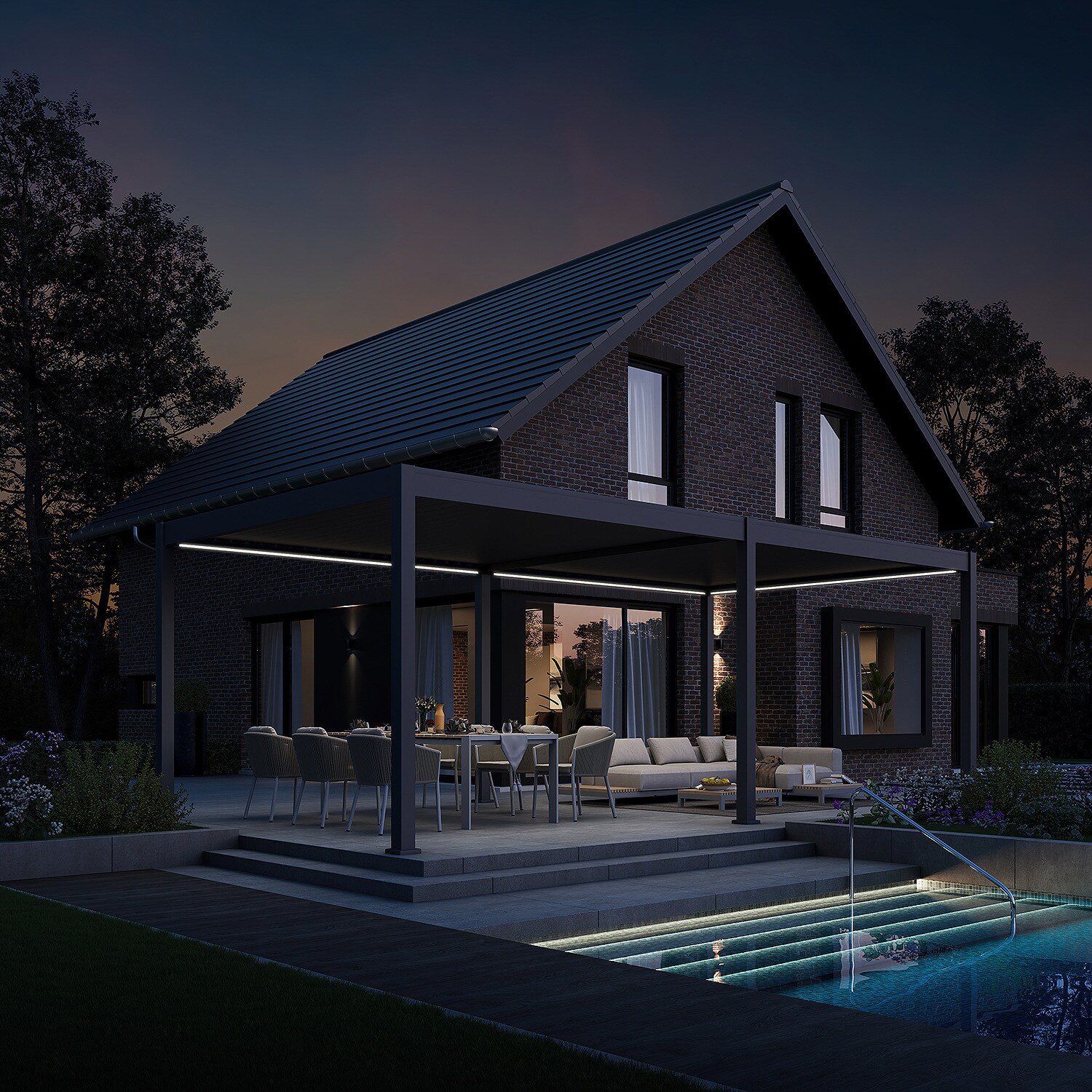 Weide Deluxe Elektrisch Pavillon Terrassenüberdachung Alu Led 3,6X7,2 M