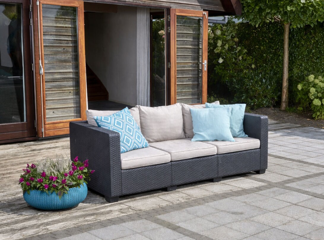 Allibert Salta 3-Sitzer Gartensofa – Rattanoptik, wetterfest & mit Kissen Final Sale