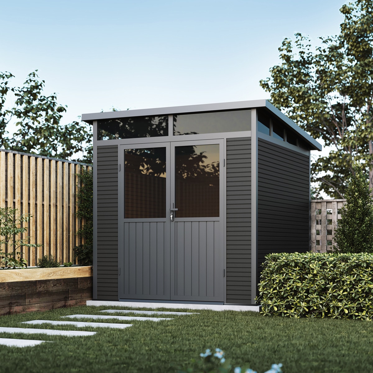 Weide Gartenhaus | Aluminium & WPC | Ger&auml;tehaus mit Doppelt&uuml;r | 218x218 cm | Wetterfest in Anthrazit? - Bild 1