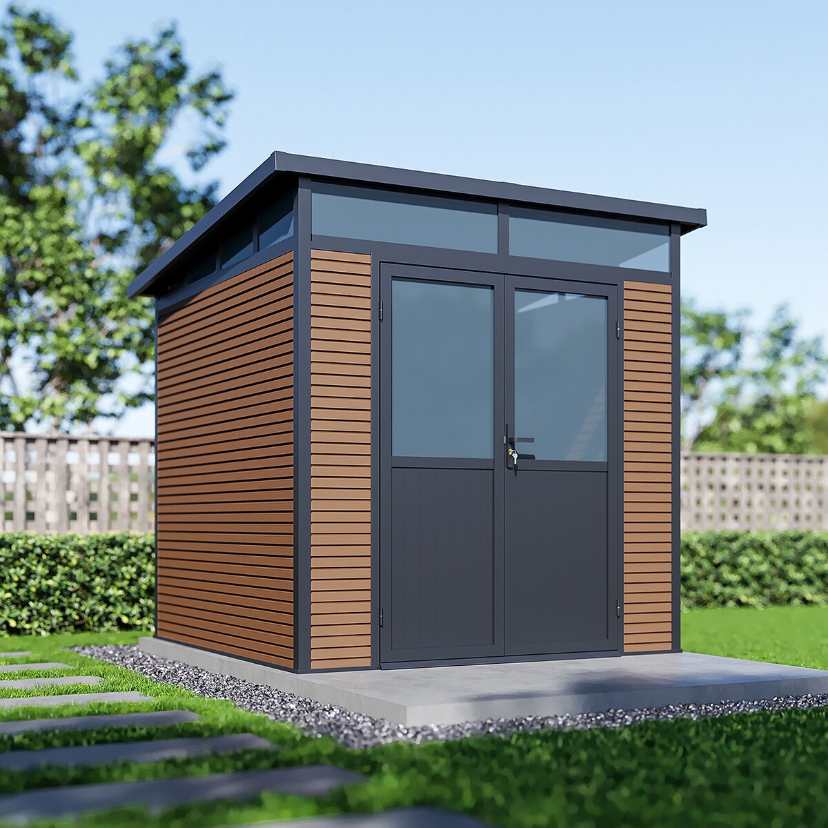 _Gartenhaus_2222_Aluminium_Teak