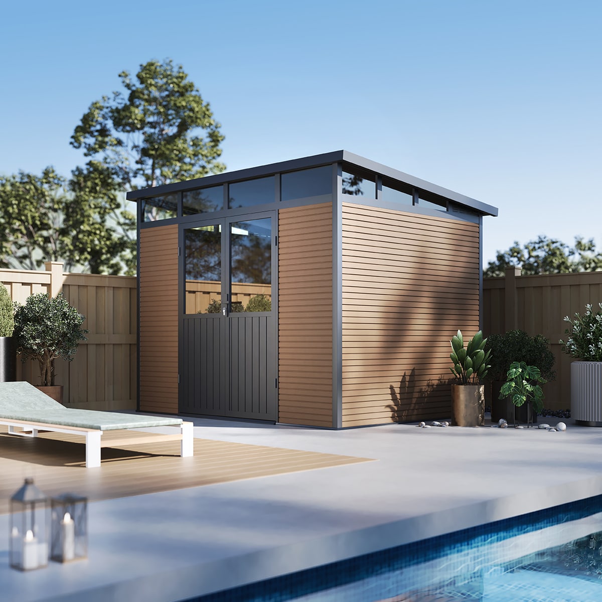 Weide Gartenhaus | Aluminium & WPC | Ger&auml;tehaus mit Doppelt&uuml;r | 278x218 cm | Wetterfest in Teak? - Bild 1
