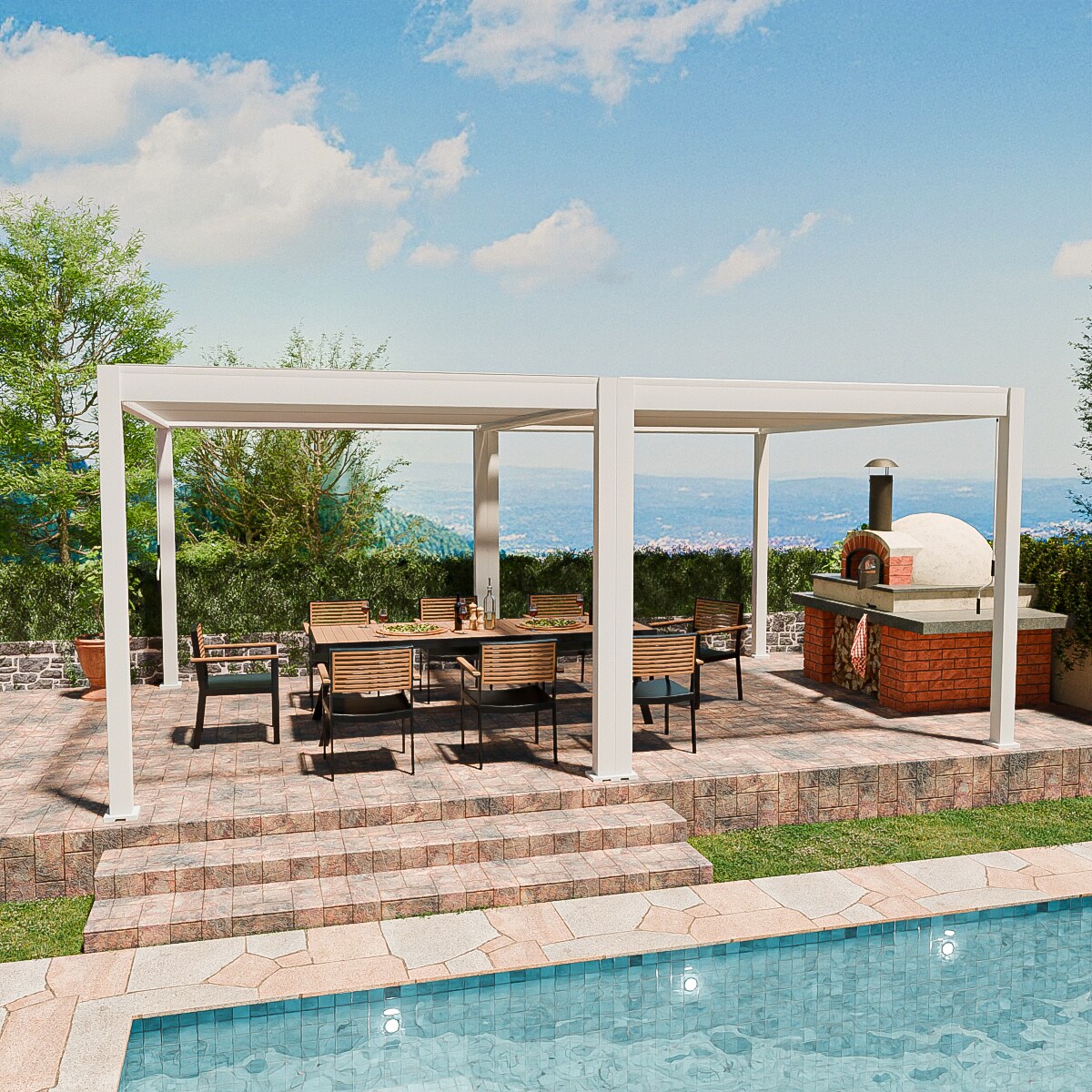 Weide Classic Pergola Aluminium Freistehend 4 X 6 M Weiß