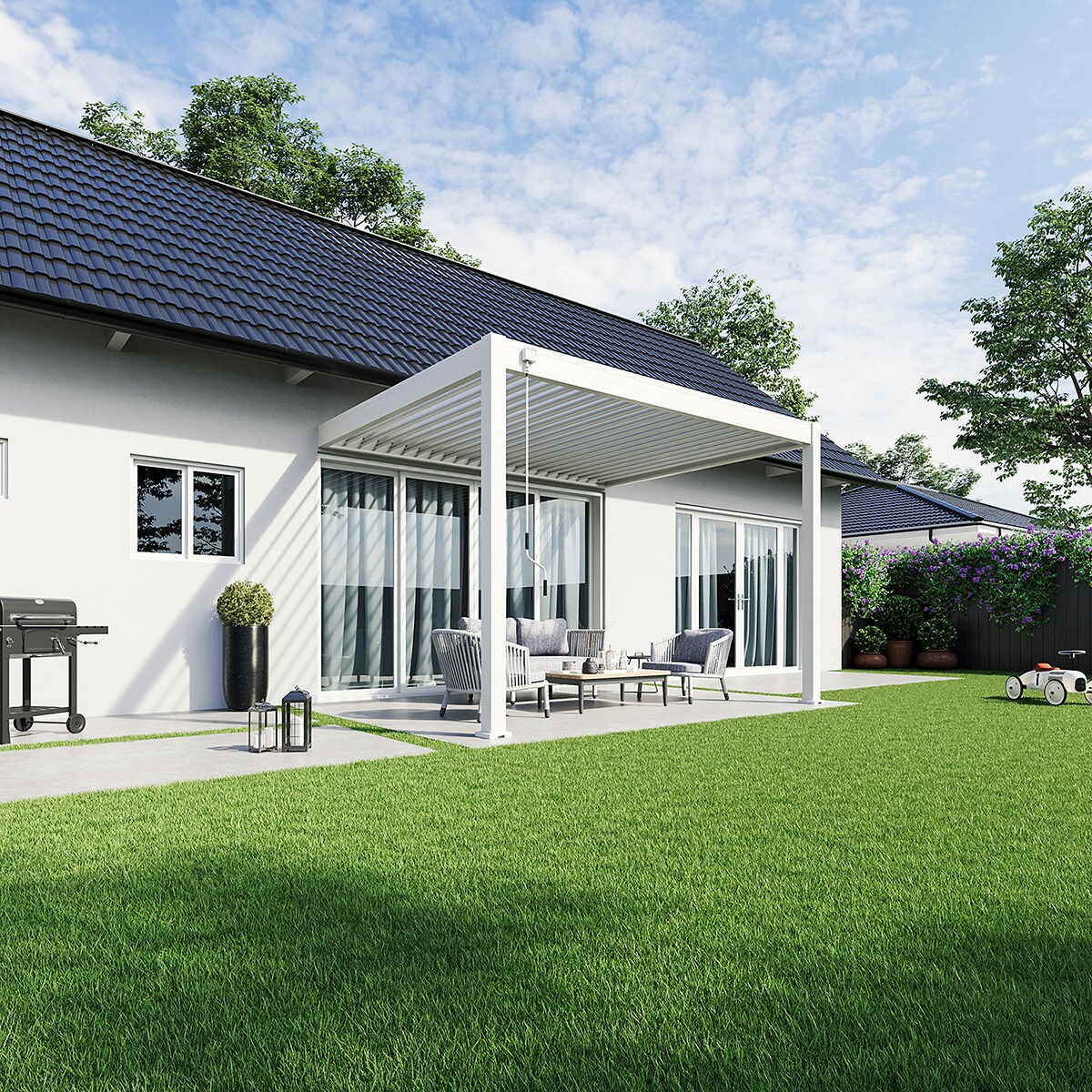 _Deluxe_Wand Pergola_3x3,6_weiß