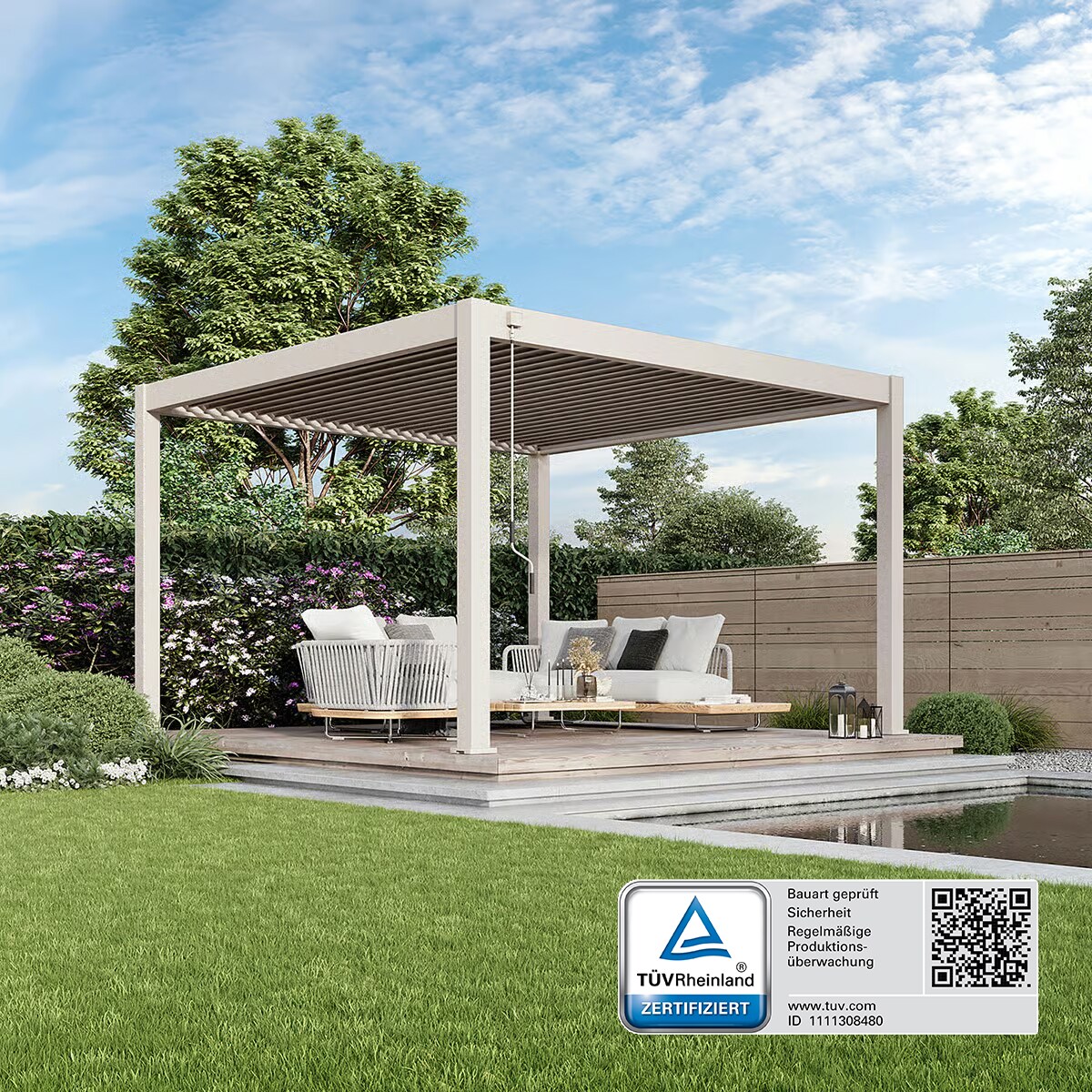 _Deluxe Plus_Pergola_4 m x 4 m x H 255 cm_sand