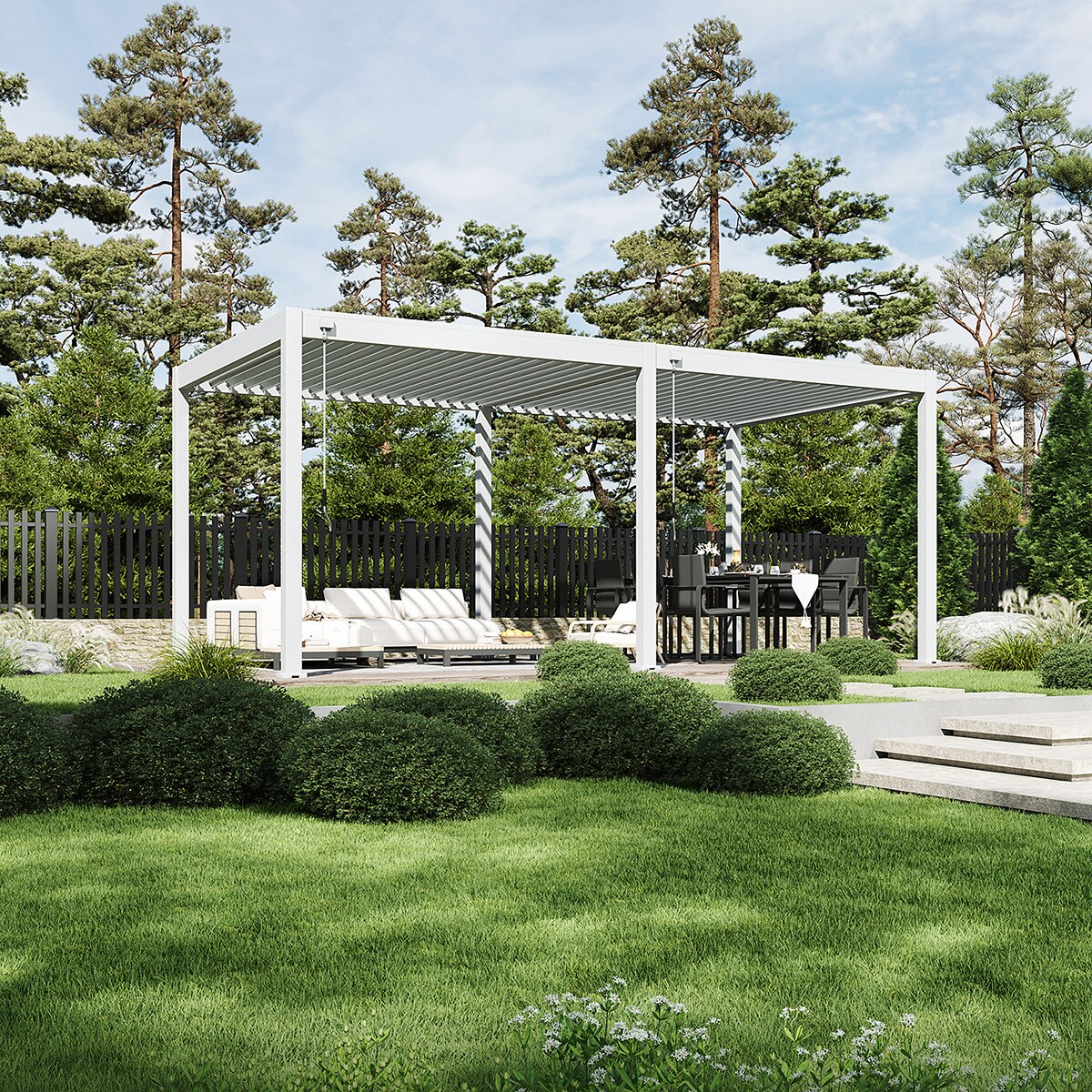 _Classic_Pergola_Alu_Stahl_3x6_Höhe 255 cm_weiß
