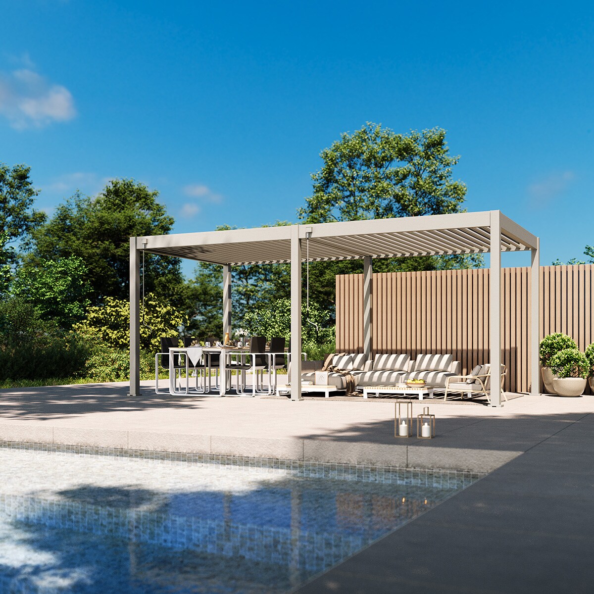 _Classic_Pergola_Alu_Stahl_3x6_Höhe 255 cm_sand