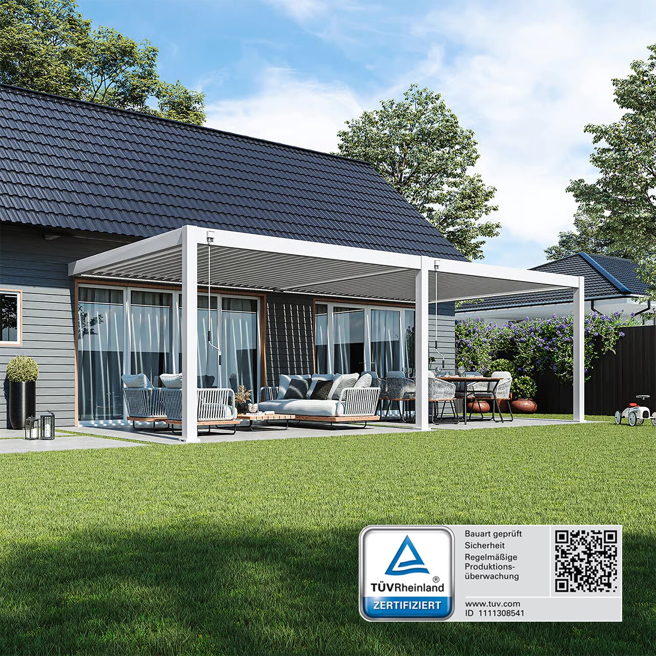 _Deluxe Plus_Wand Pergola_4x8_Höhe 255 cm_weiss