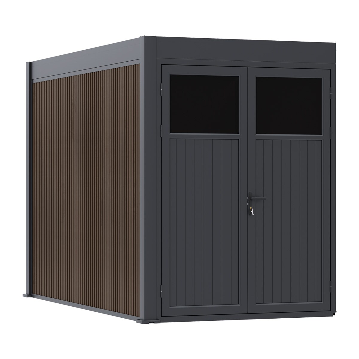 Weide Weide Aluminium & Wpc Anbau-Gartenhaus 3,6X2 M Anthrazit & Teak3.6 X 2.0 Meter