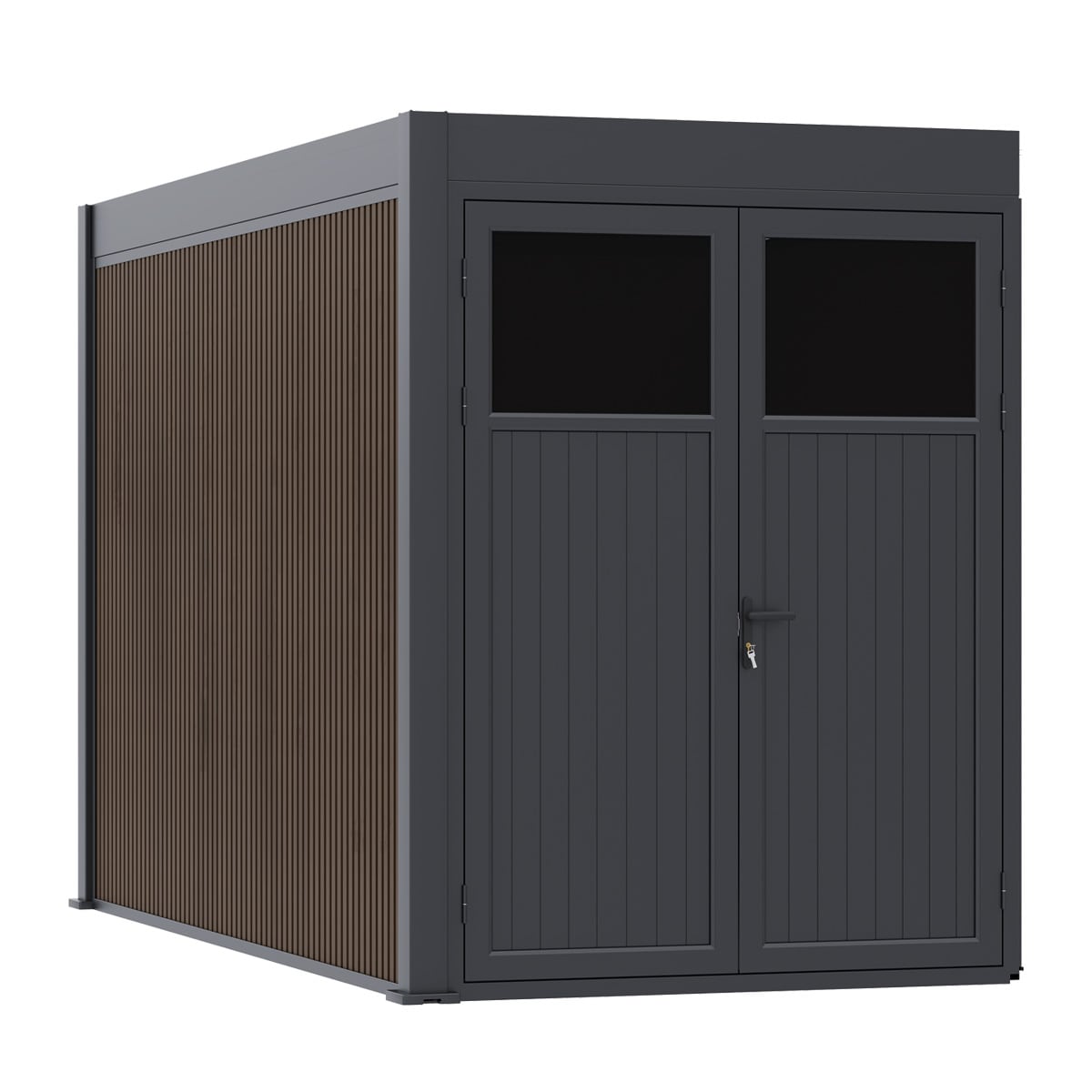 Weide Weide Aluminium & Wpc Anbau-Gartenhaus 4X2 M Anthrazit & Teak4.0 X 2.0 Meter - Bild 1