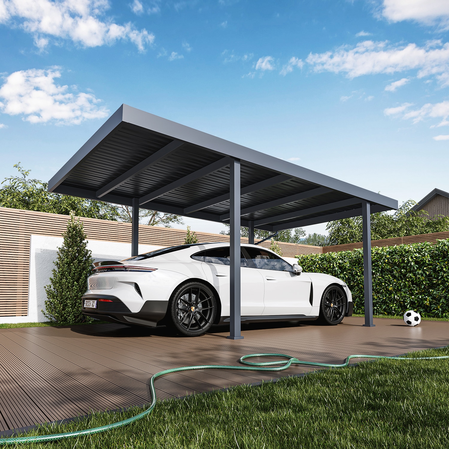 Weide Metta Stahl Carport &ndash; freistehend mit Pultdach | 3,2 x 5,5 m | Anthrazit?Anthrazit 3.2 x 5.5 Meter - Bild 1