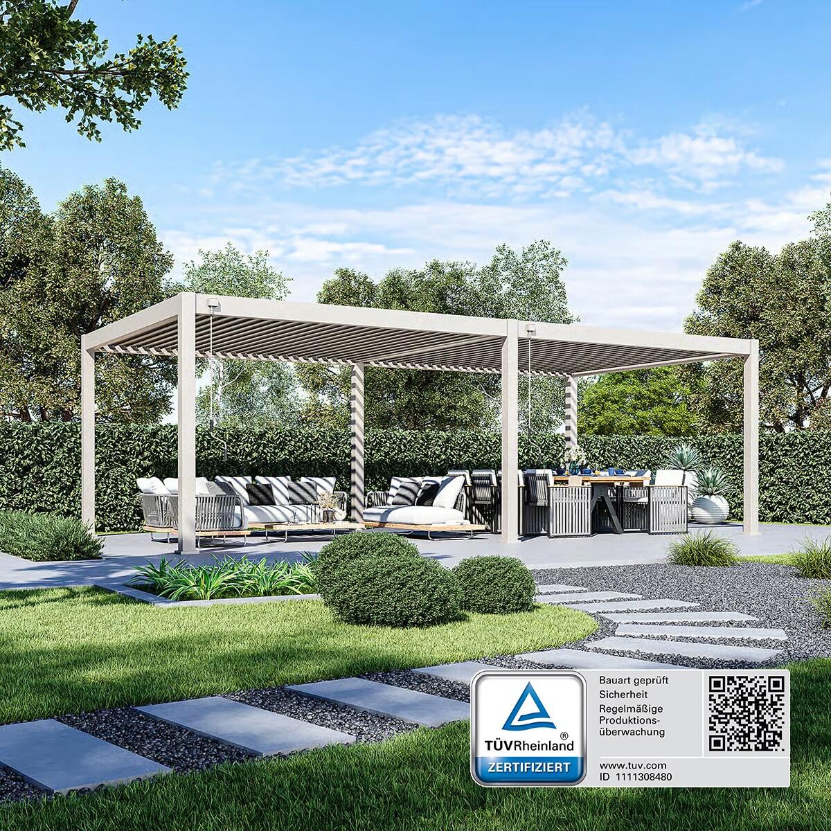 _Deluxe Plus_Pergola_4 m x 8 m x H 255 cm_sand