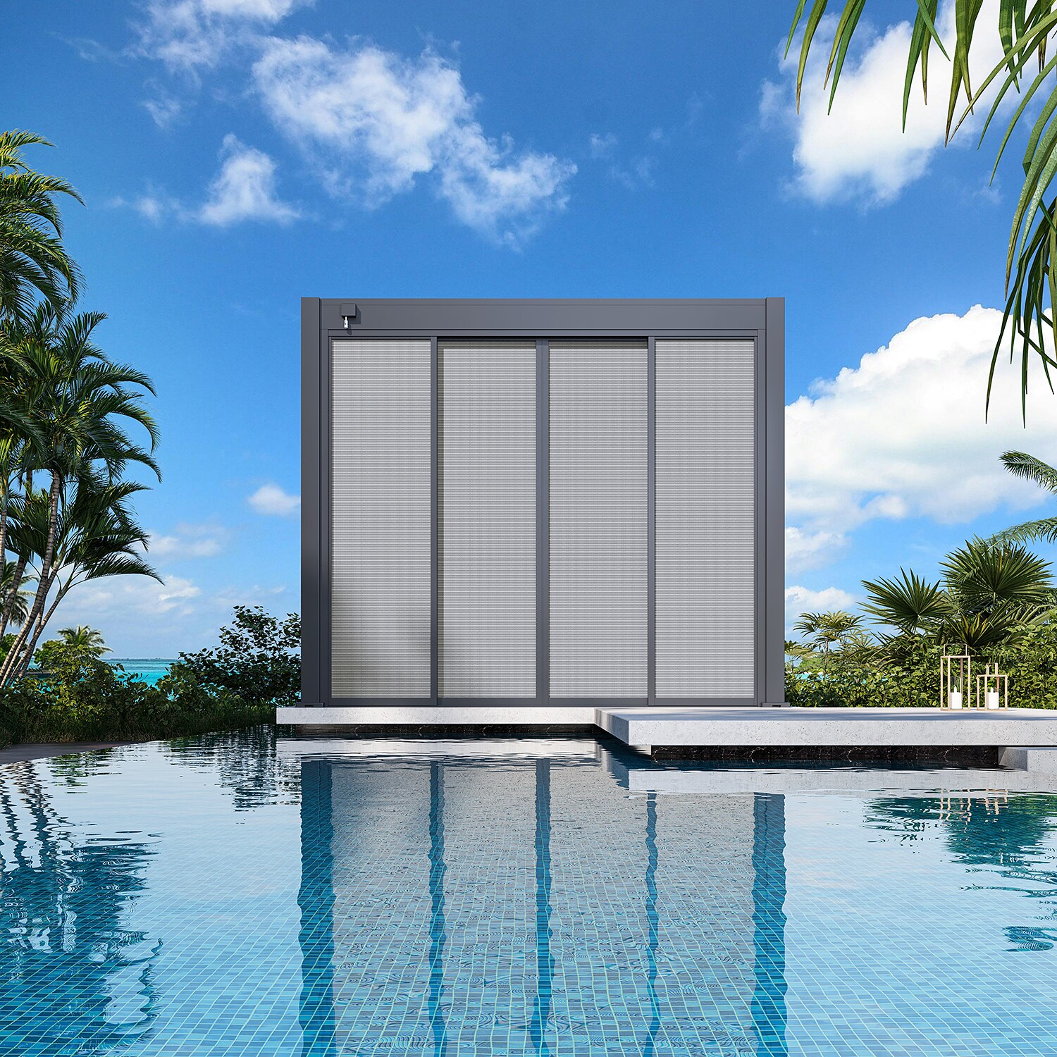 Weide Sichtschutz Textil F&uuml;r Pergola Schiebepaneel Anthrazit3.0 Meter Anthrazit - Bild 1