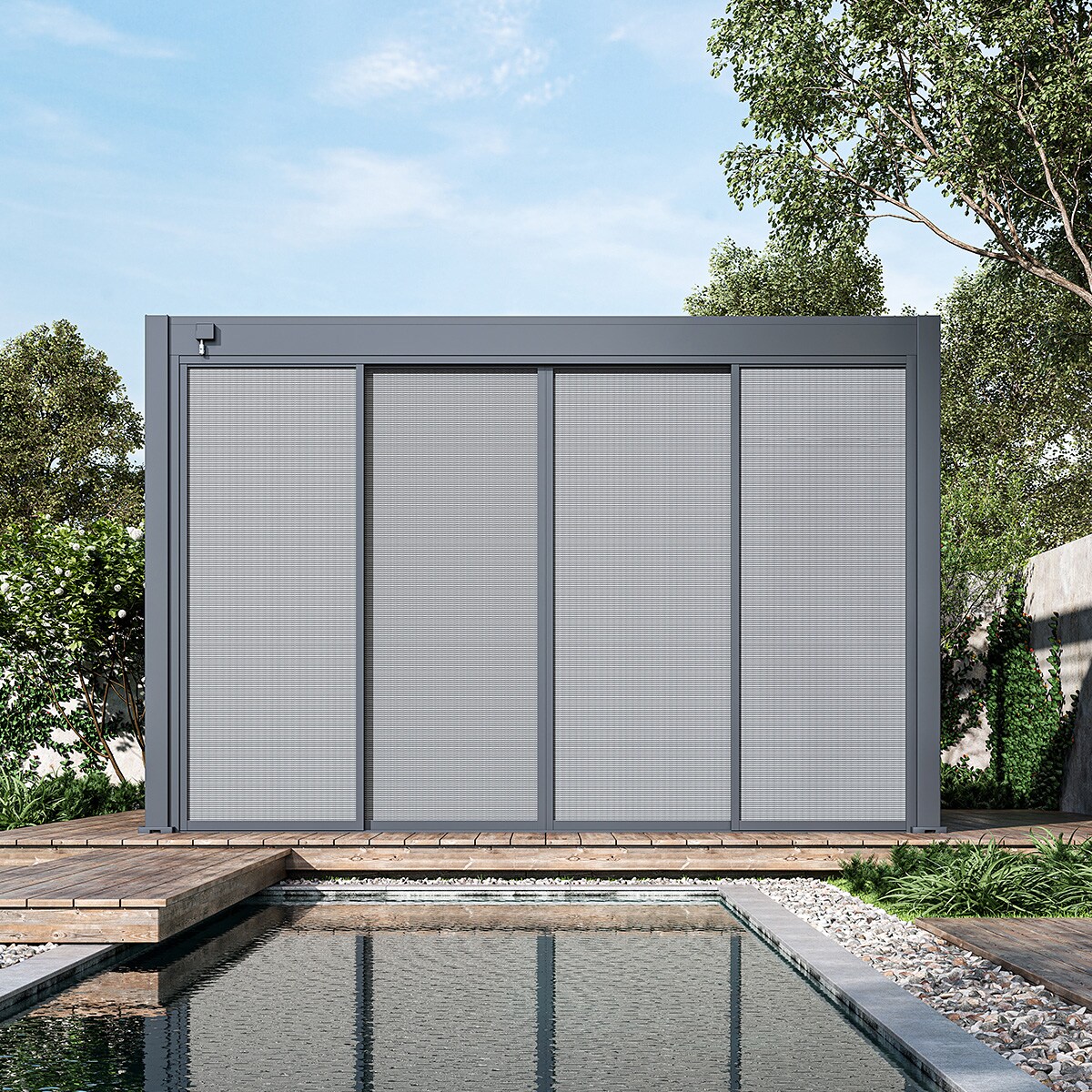 Slim Frame Schiebepaneel Textil anthrazit für Pergola4 Meter Anthrazit