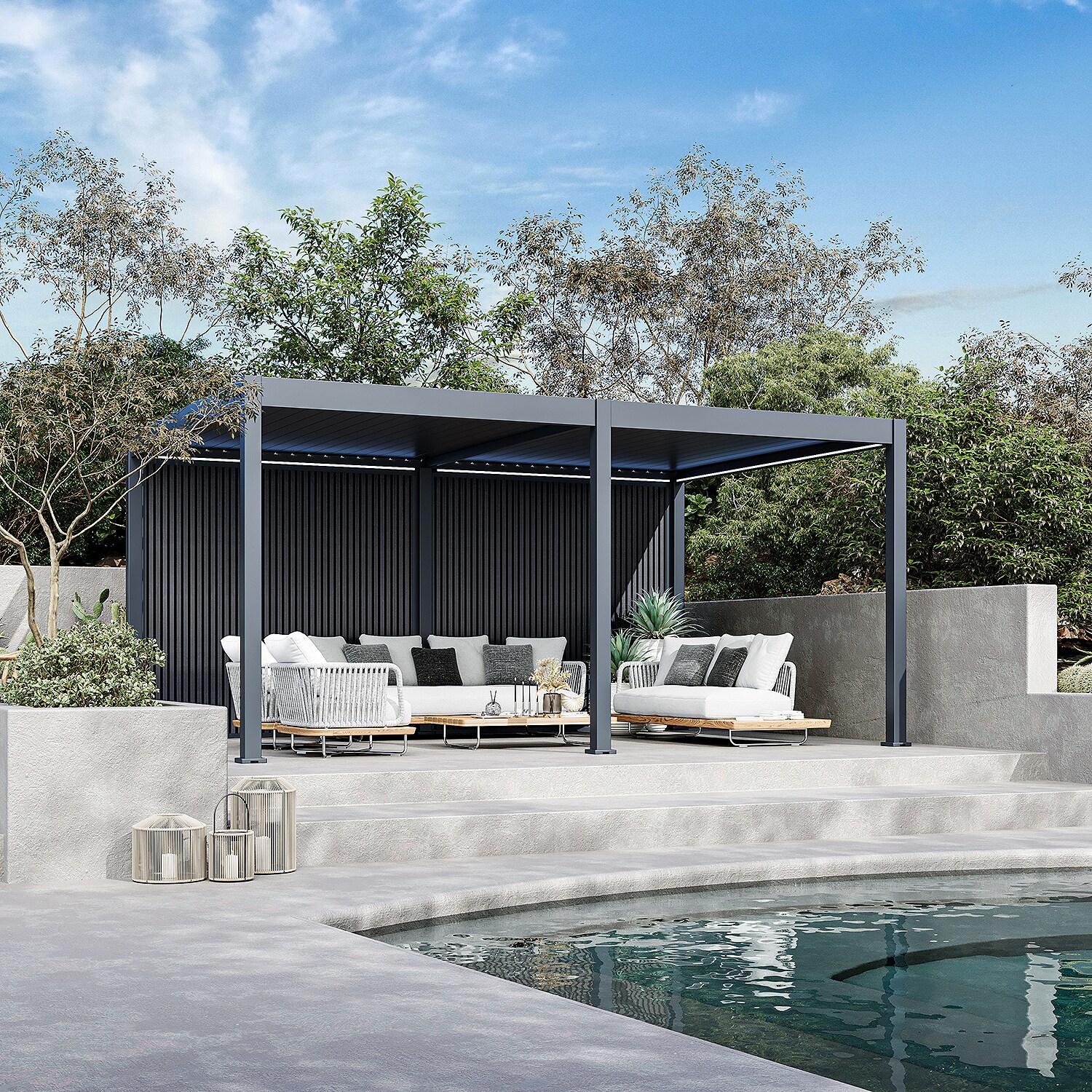 Weide Sichtschutzwand Anthrazit – Pergola Seitenwand Aus Wpc Lamellen & Windschutzanthrazit 2.65 M