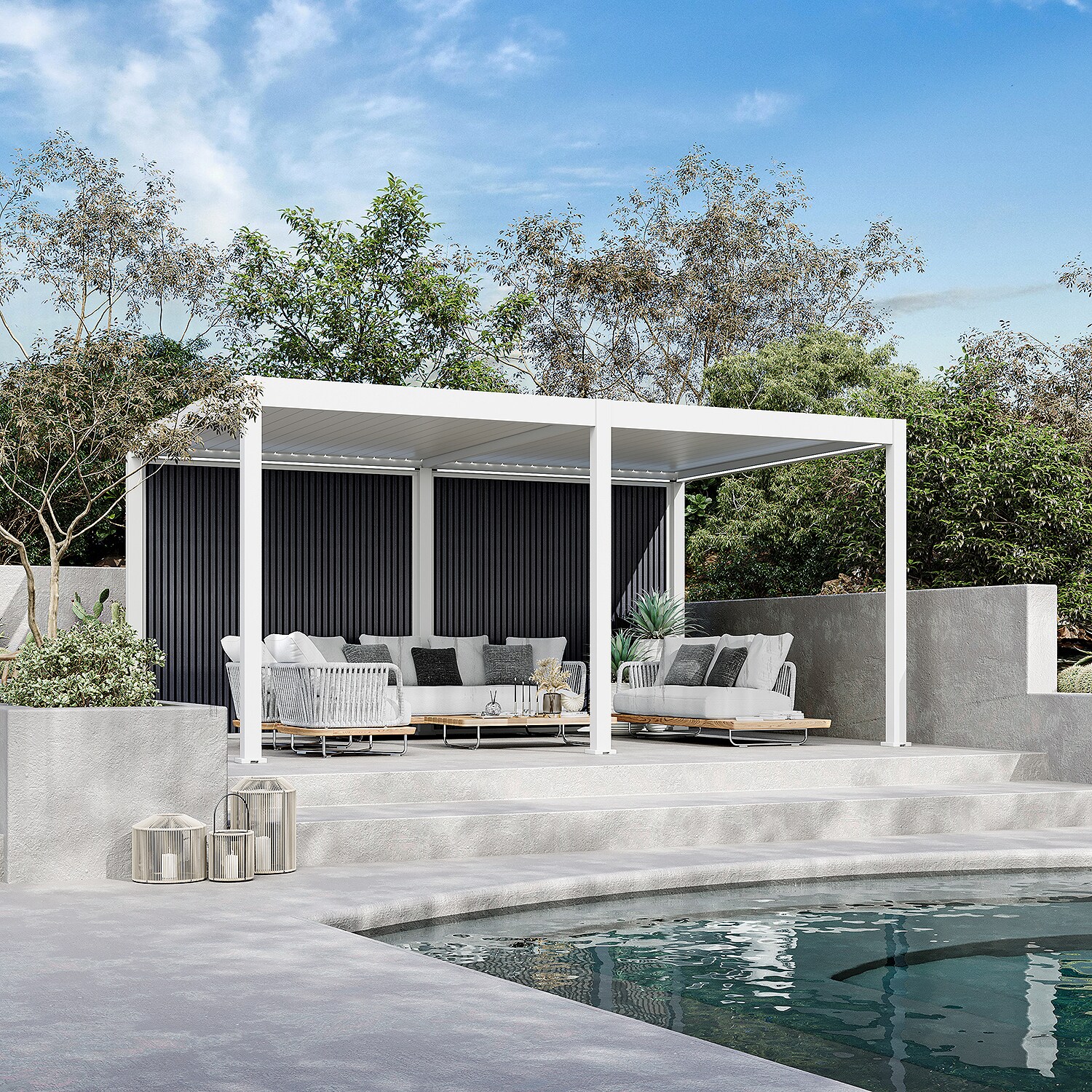 Weide Sichtschutzwand Anthrazit &ndash; Pergola Seitenwand Aus Wpc Lamellen & Windschutzwei&szlig; 2.65 M - Bild 1