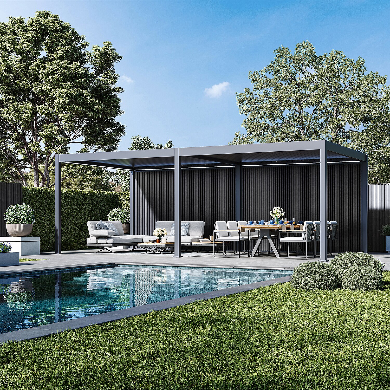 Weide Sichtschutzwand Anthrazit – Pergola Seitenwand Aus Wpc Lamellen & Windschutzanthrazit 3.6 M