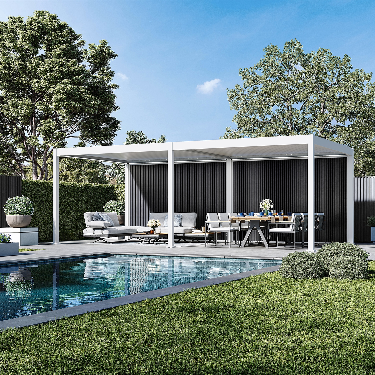 Weide Sichtschutzwand Anthrazit – Pergola Seitenwand Aus Wpc Lamellen & Windschutzweiß 3.6 M