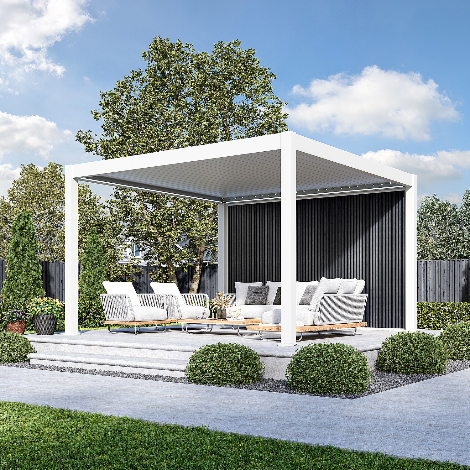 Weide Sichtschutzwand Anthrazit – Pergola Seitenwand Aus Wpc Lamellen & Windschutzweiß 4.0 M