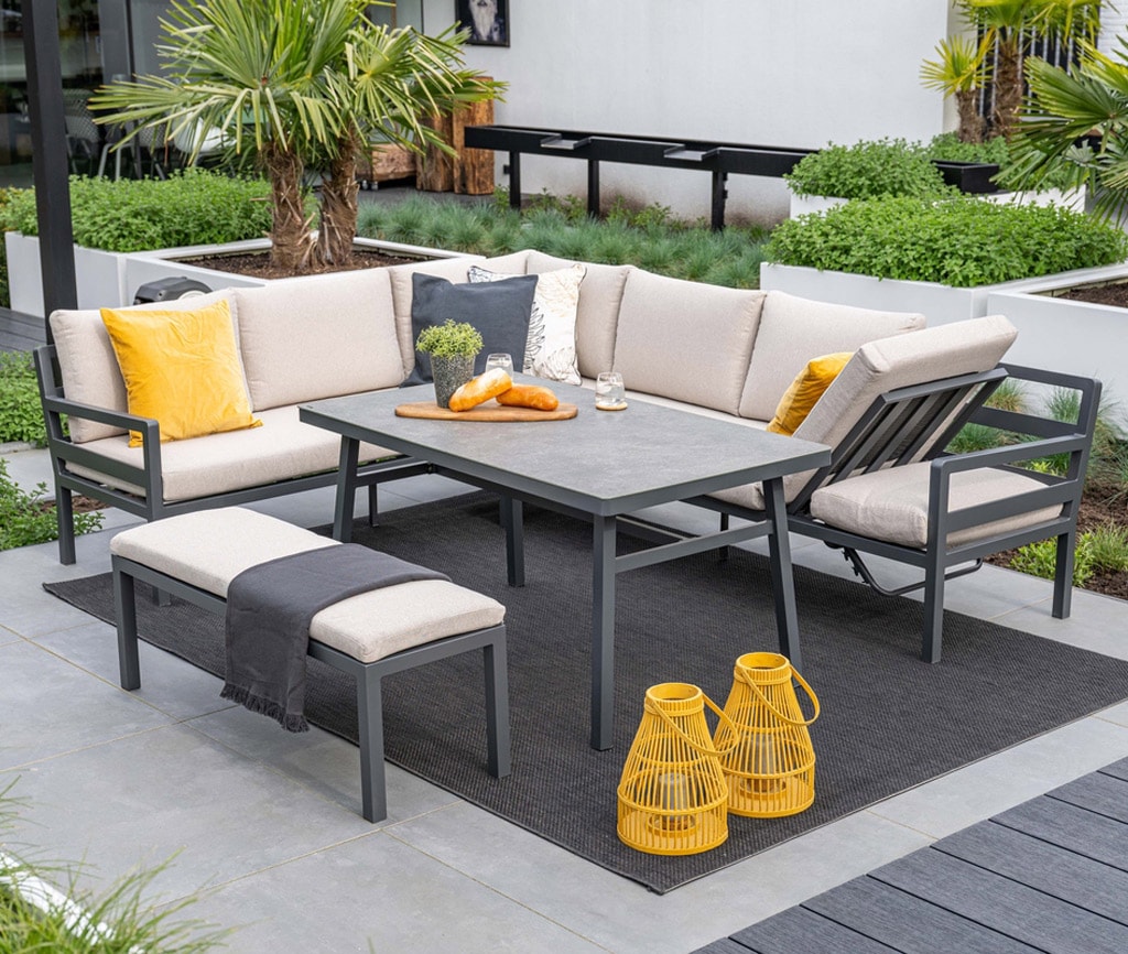 Garden Impressions Corsica Lounge-Dining Set - 4-tlg. hochwertiges Aluminium Gartenm&ouml;belset inkl. Kissen - Bild 1