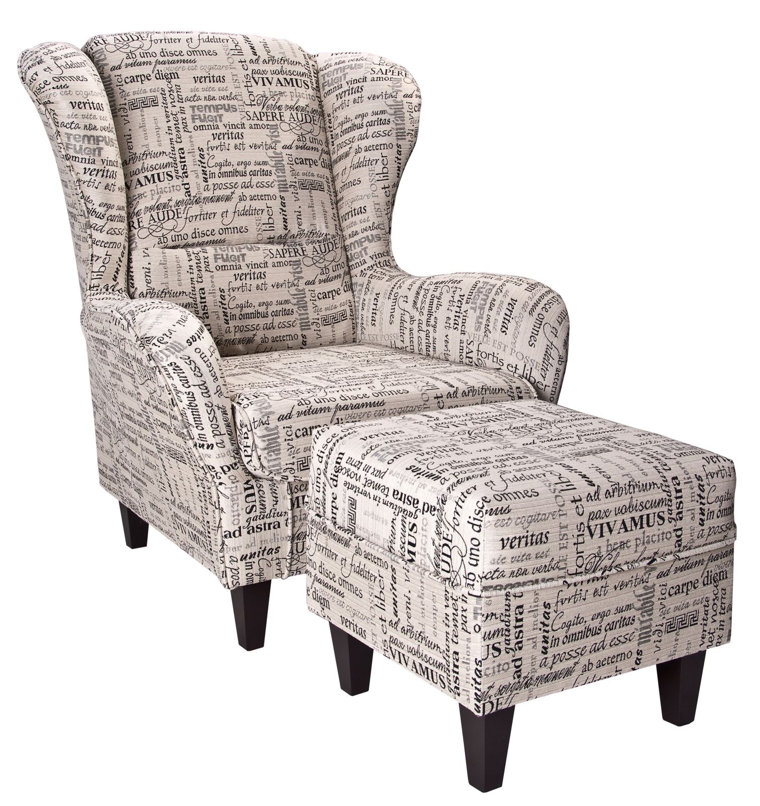 Supellex Sofia Ohrensessel mit Hocker Carpe Diem Beige Design