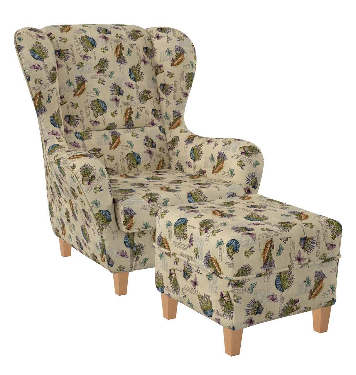 Supellex Sofia Ohrensessel mit Hocker | Design Provence Lavendel?