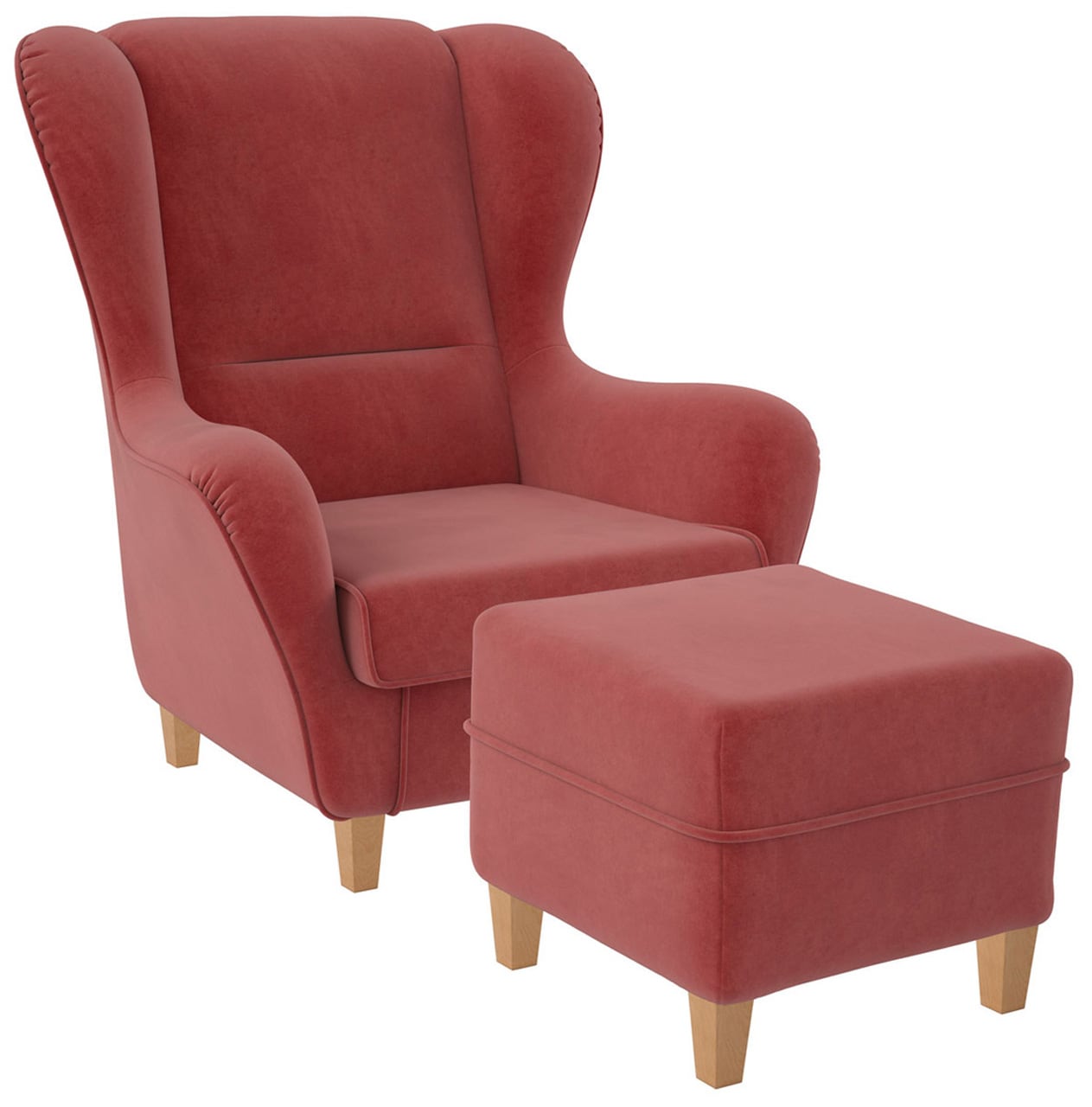 Supellex Sofia Ohrensessel mit Hocker | Design Samt Altrosa?