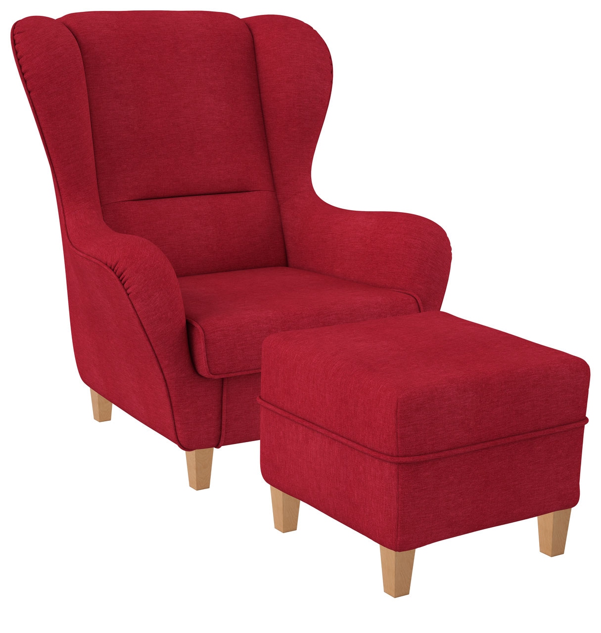 Supellex Sofia Ohrensessel mit Hocker Design Vienna Rot