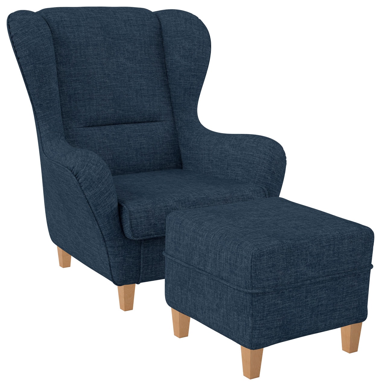 Supellex Sofia Ohrensessel mit Hocker Design Vienna Dunkelblau