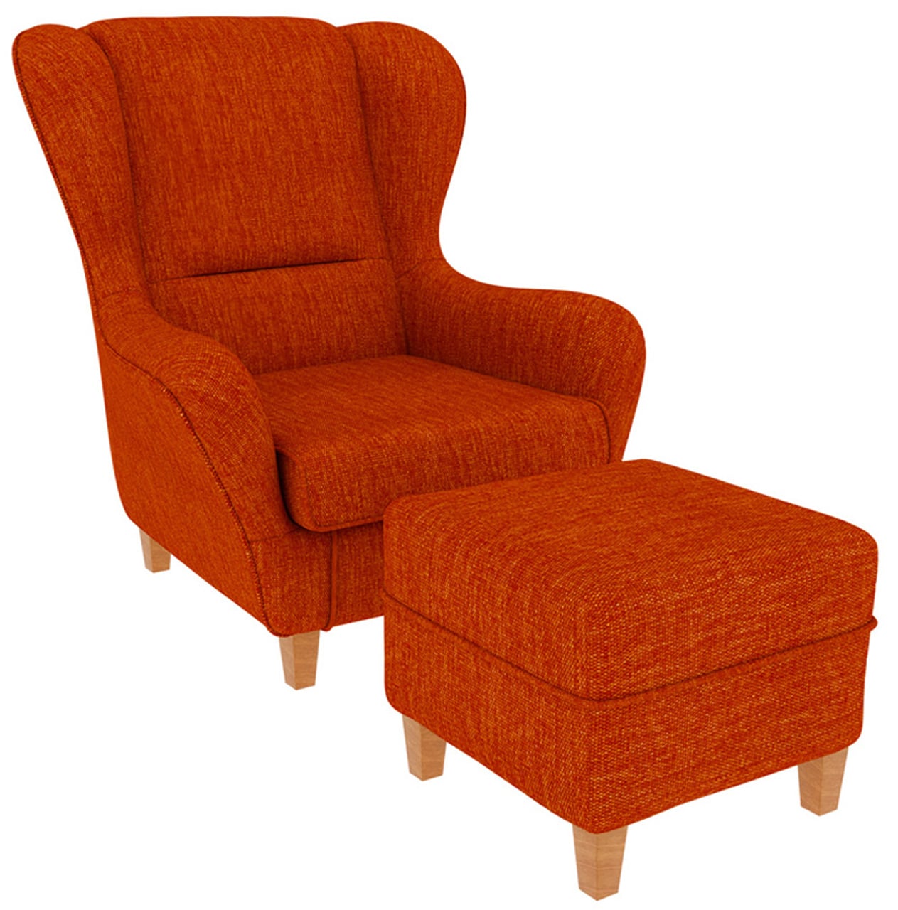 Supellex Sofia Ohrensessel mit Hocker Design Vienna Orange
