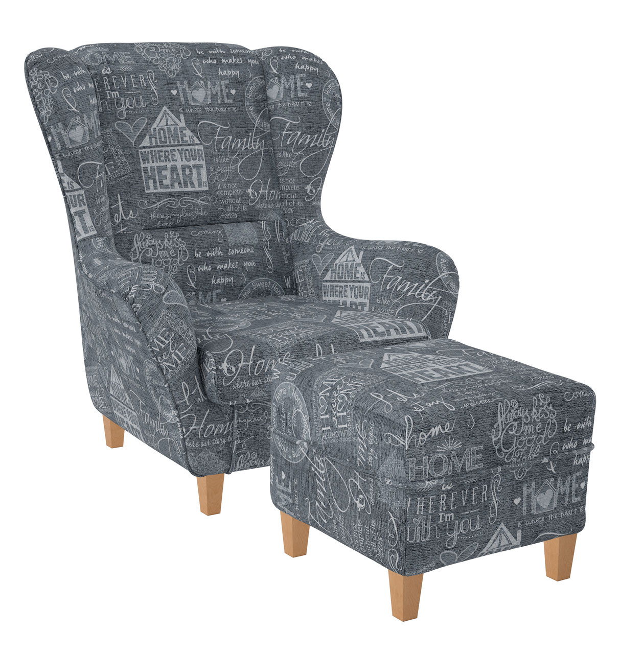 Supellex Sofia Ohrensessel mit Hocker | Design Helsinki Hellgrau? - Bild 1
