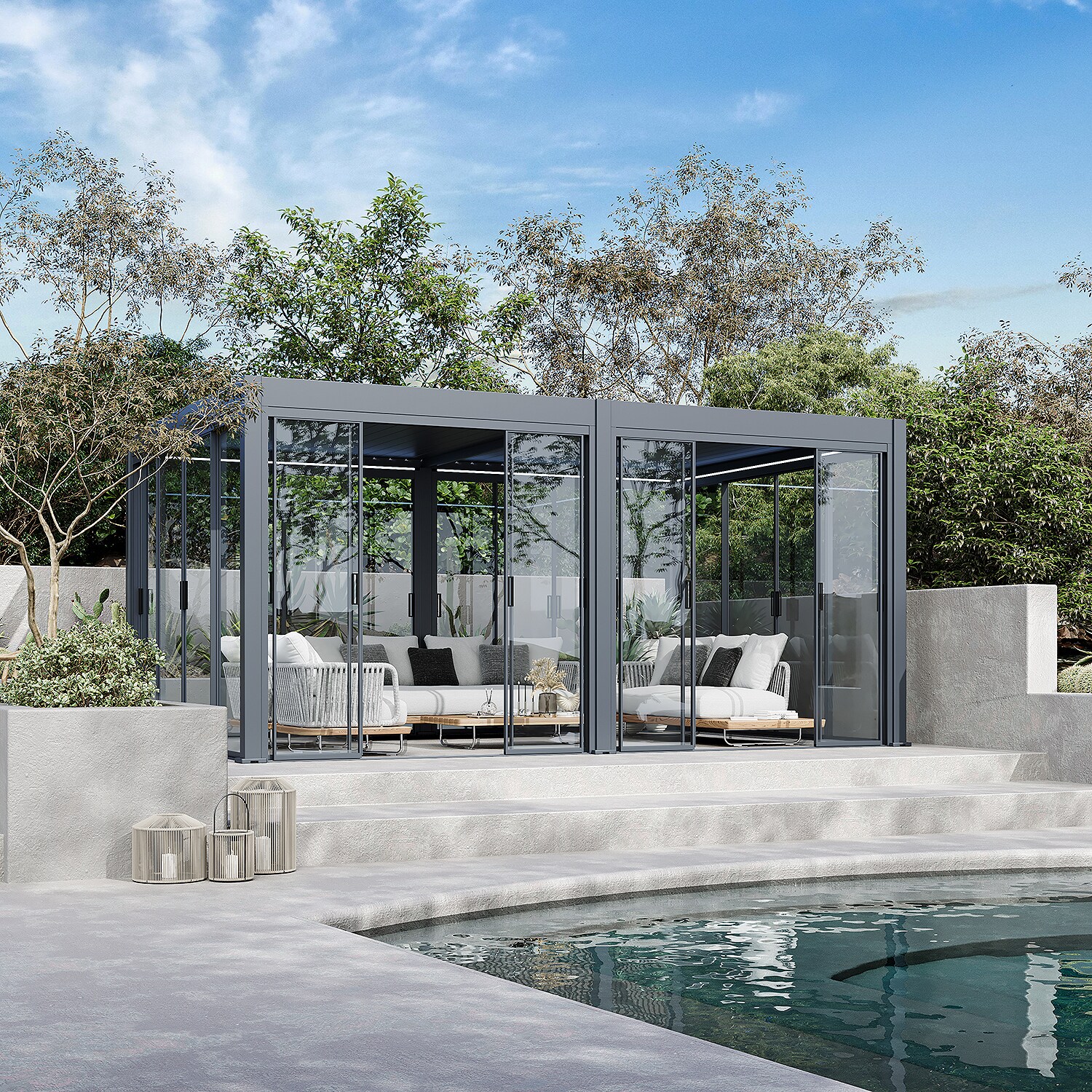 Weide Slim Frame Schiebepaneel Glas anthrazit f&uuml;r Pergola?2.65 Meter Anthrazit - Bild 1